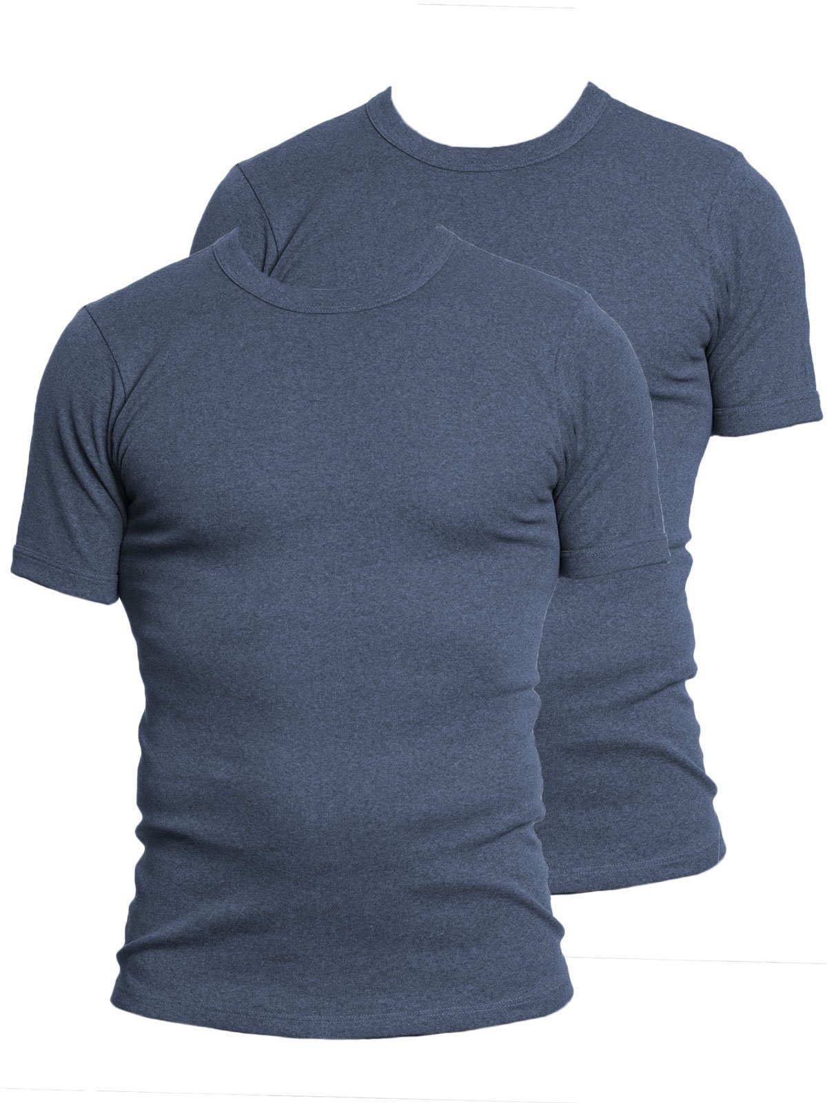 Sparpack KUMPF T-Shirt Workerwear 2-St) 2er blau-melange hohe Herren Unterziehshirt Markenqualität (Spar-Set,
