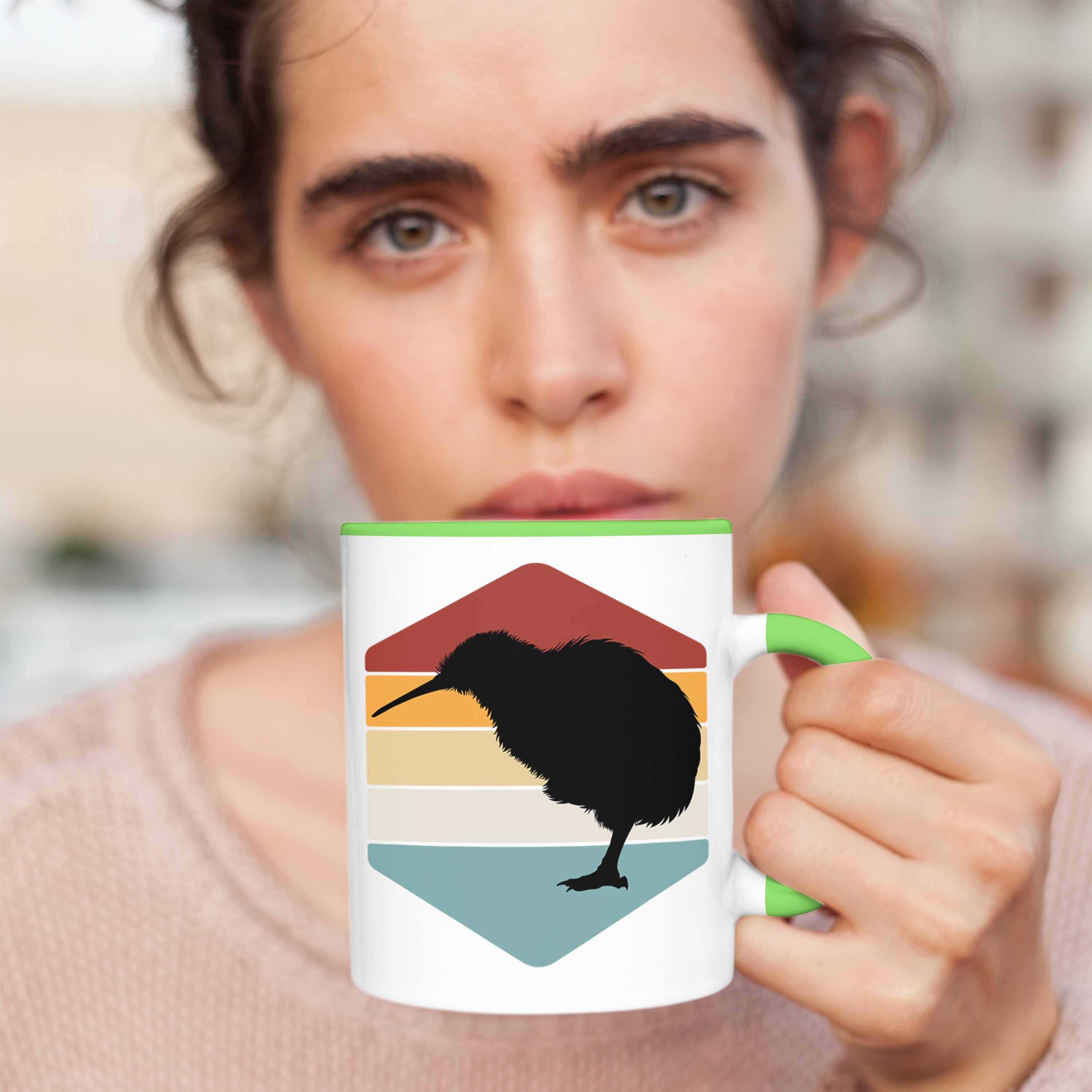 Geschenkid Neuseeland Geschenk Tasse Auslandsjahr Grün Kiwi Trendation Tasse Newzeeland Tier