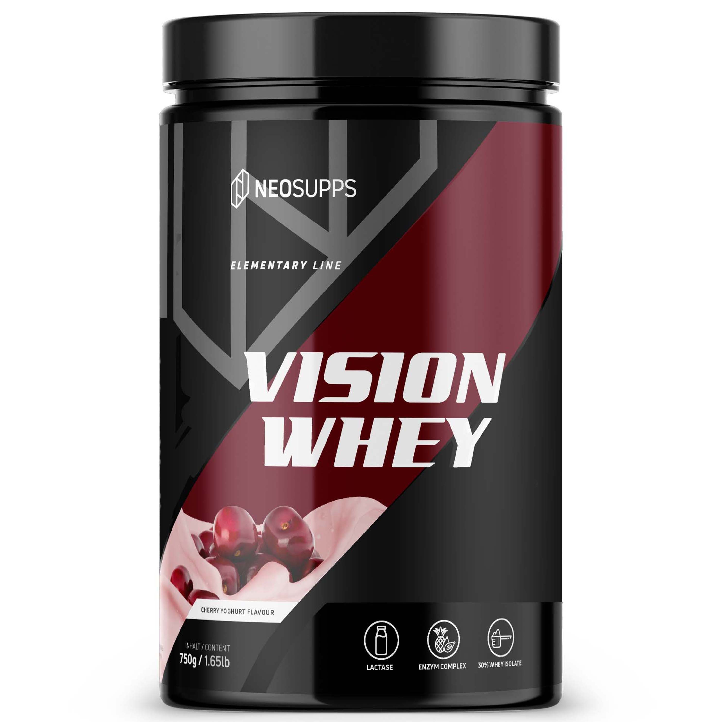 Neosupps Whey Protein Pulver Cherry Yoghurt 750g, Proteinpulver, Proteinshake Pulver, 750 g, Protein zum Muskelaufbau mit geprüfter Qualität, Made in Germany