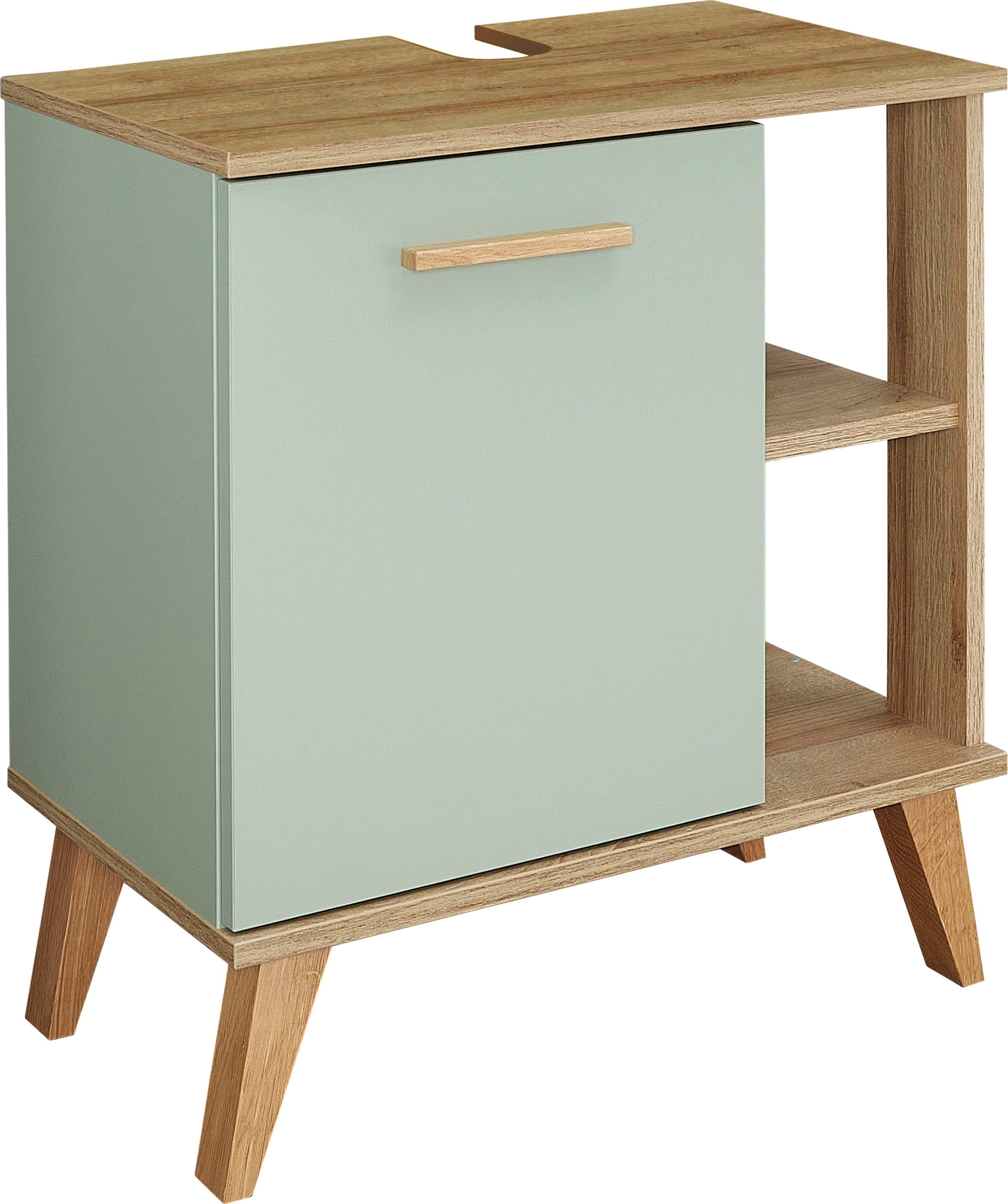 Saphir Waschbeckenunterschrank Quickset 963 Unterbeckenschrank, Salbei Nachbildung, 1 Tür Waschbeckenschrank inkl. Türdämpfer, 60,5 cm breit, ohne Waschbecken