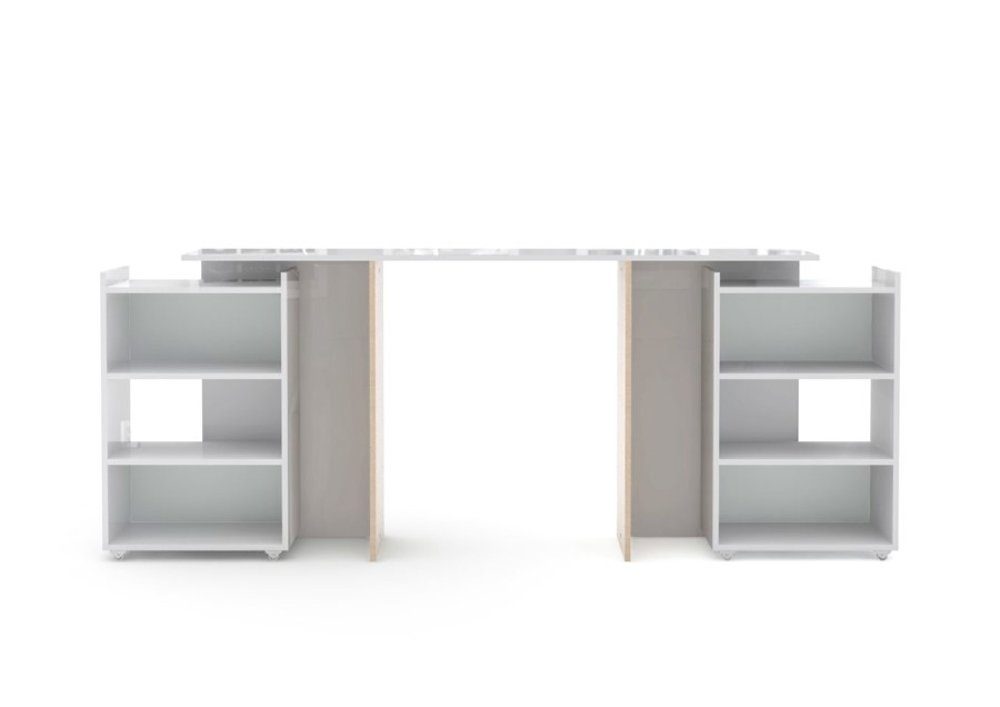 ebuy24 Bett Nada Kopfende 160 cm mit 4 Ablagen weiss hochglanz