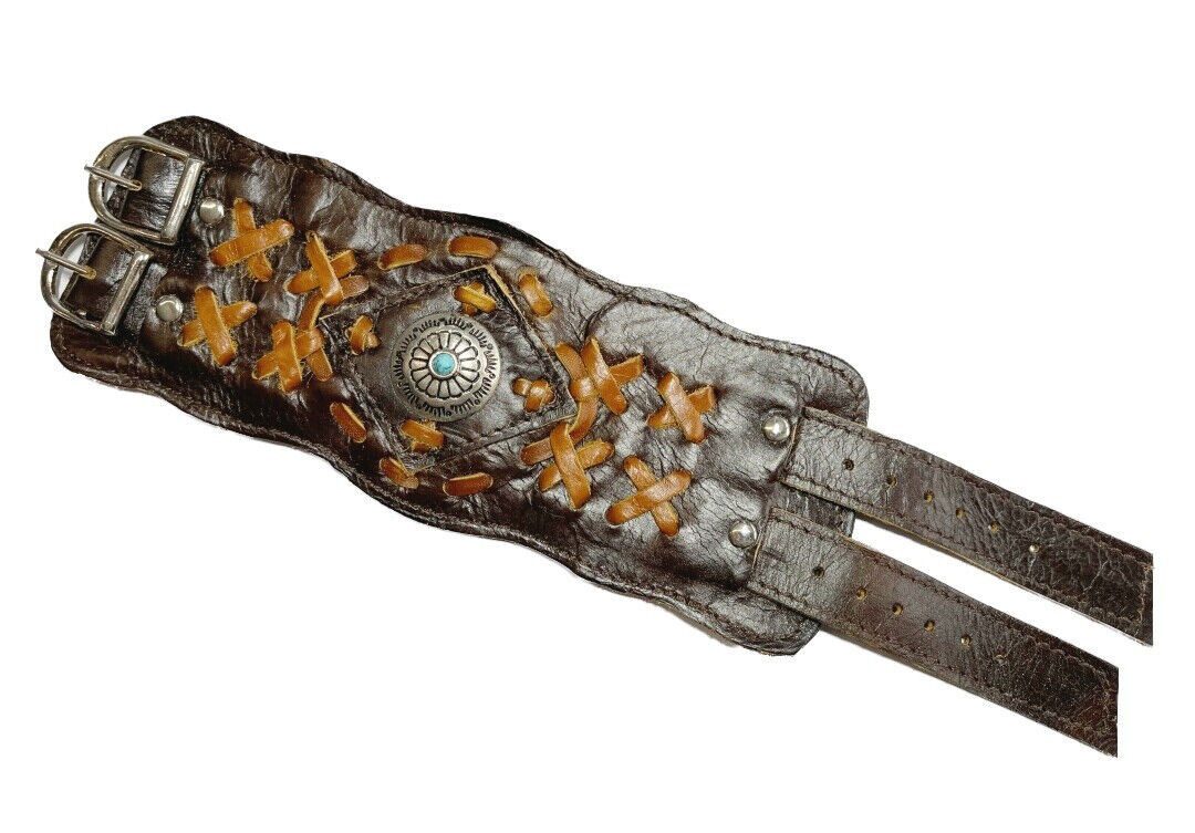 Lederarmband Rundes Concho Westernarmband BREIT braun mit Sicherheitsfach