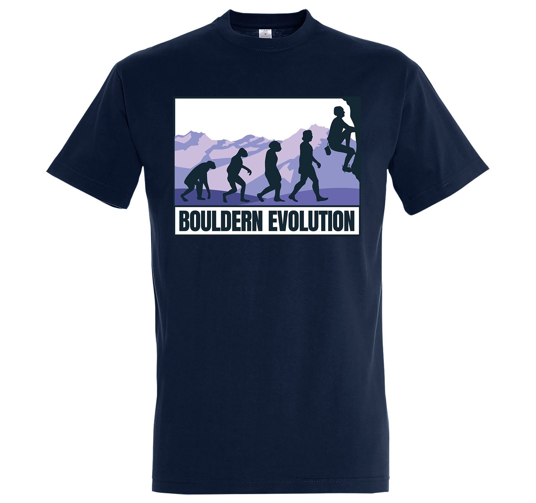 Youth Designz T-Shirt Bouldern Evolution Herren Shirt mit trendigem Frontprint Navyblau