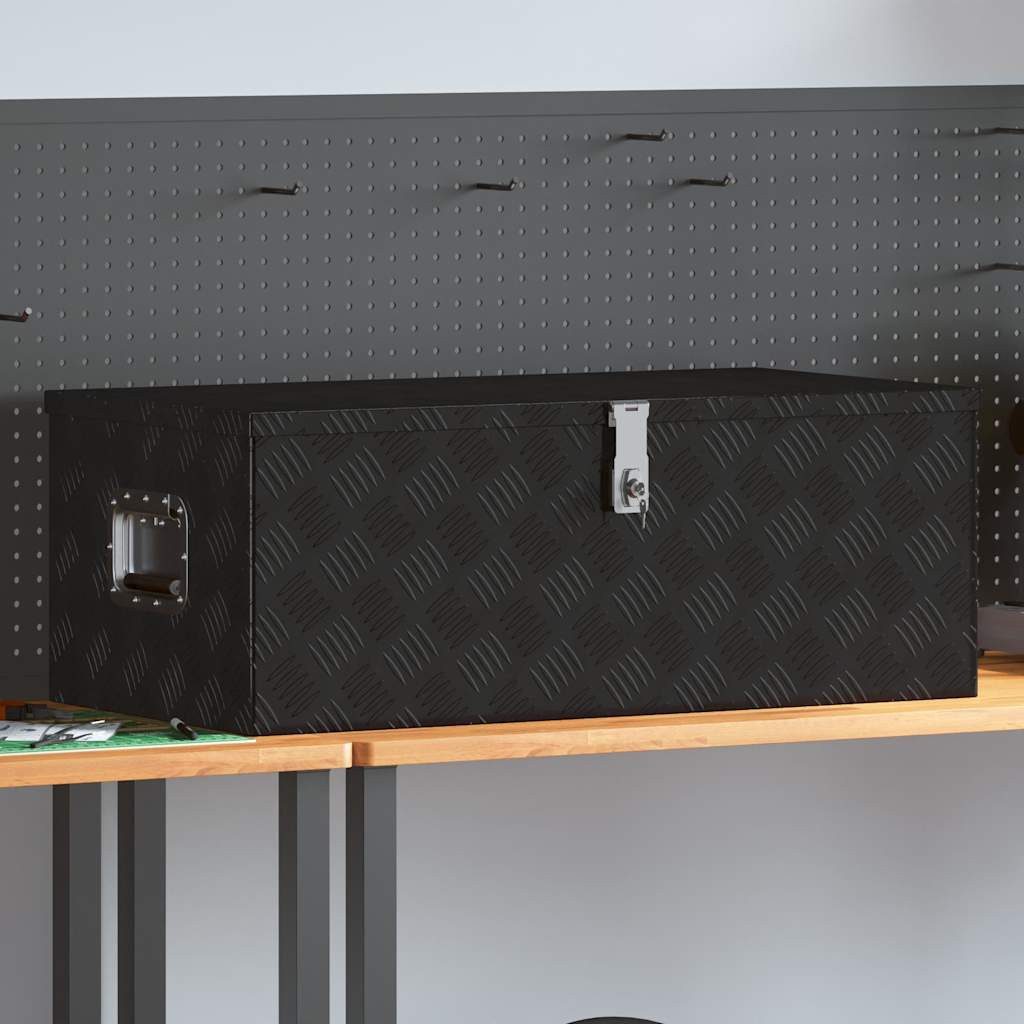 vidaXL Werkzeugbox Aufbewahrungsbox Schwarz 90x47x33,5 cm Aluminium (1 St)