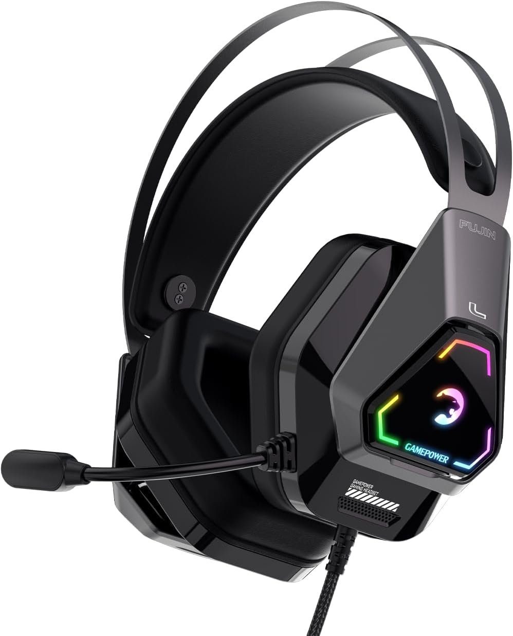 GAMEPOWER kabelgebundene Gaming-Headset Kopfhörer Mikrofon) mit Headphones, (Wired 7.1 Surround Kabel, 50-mm-Treibern Mit RGB,