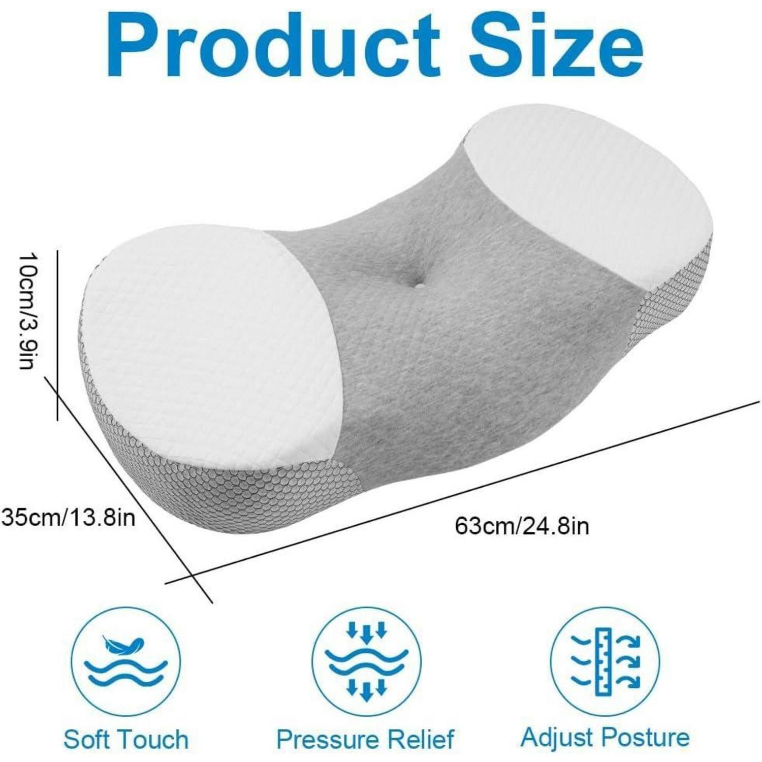 LuxusKollektion Halbmond-Kissen Kissen Memory Foam orthopädisch Seiten Rücken Grau-b