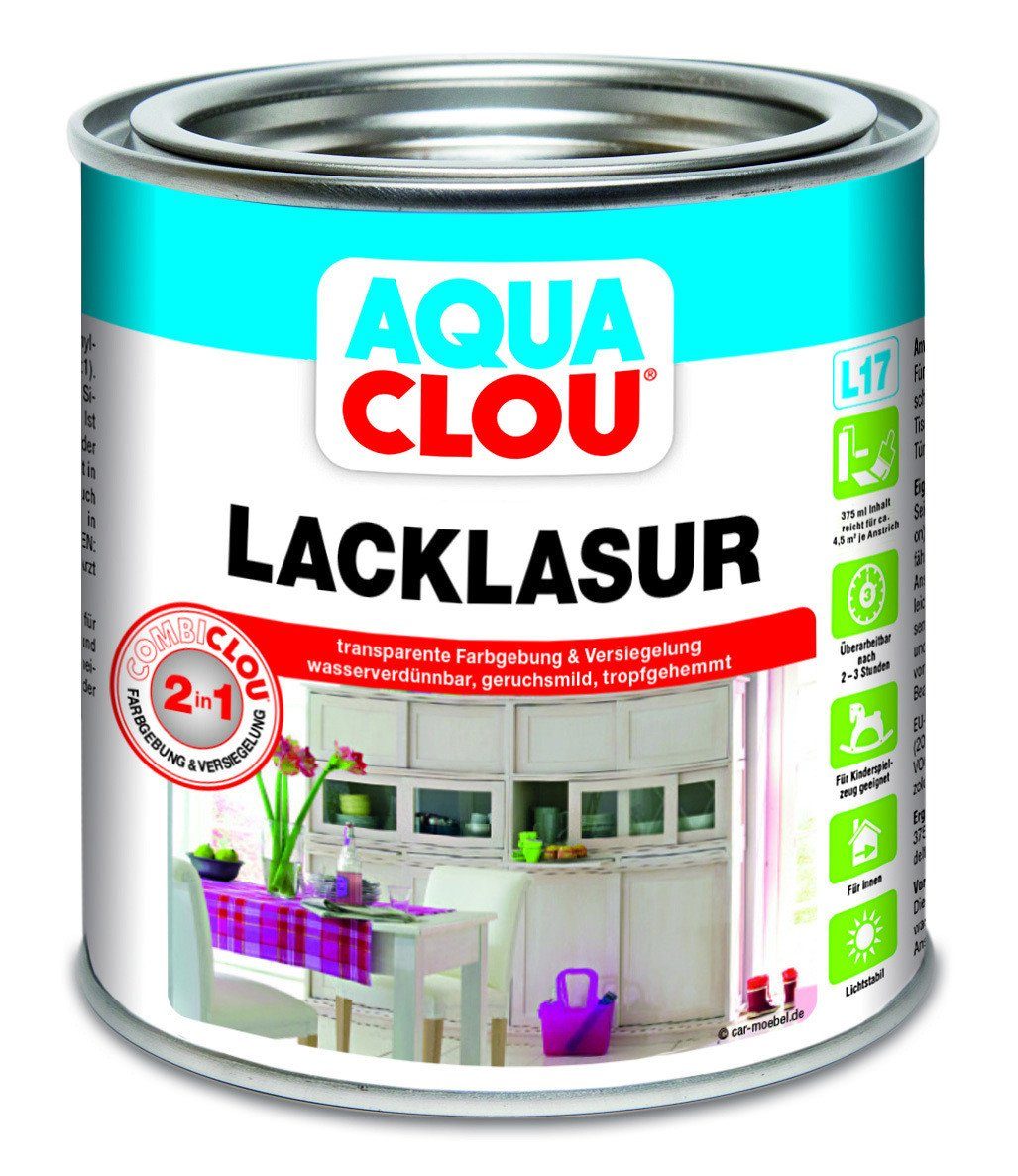 Holzlack Lacklasur steingrau Clou Aqua 375 Nr.24 Aqua L17 Clou ml