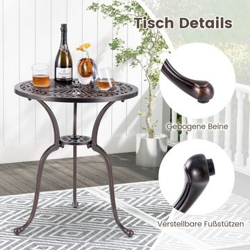 COSTWAY Gartentisch, Bistrotisch mit Schirmloch, rund 61 x 71cm