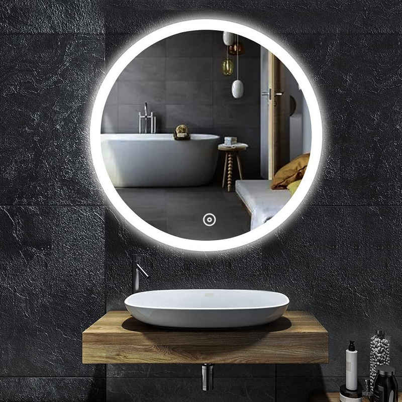 YOLEO Badspiegel Wandspiegel mit Touchschalter LED-Beleuchtung Spiegel