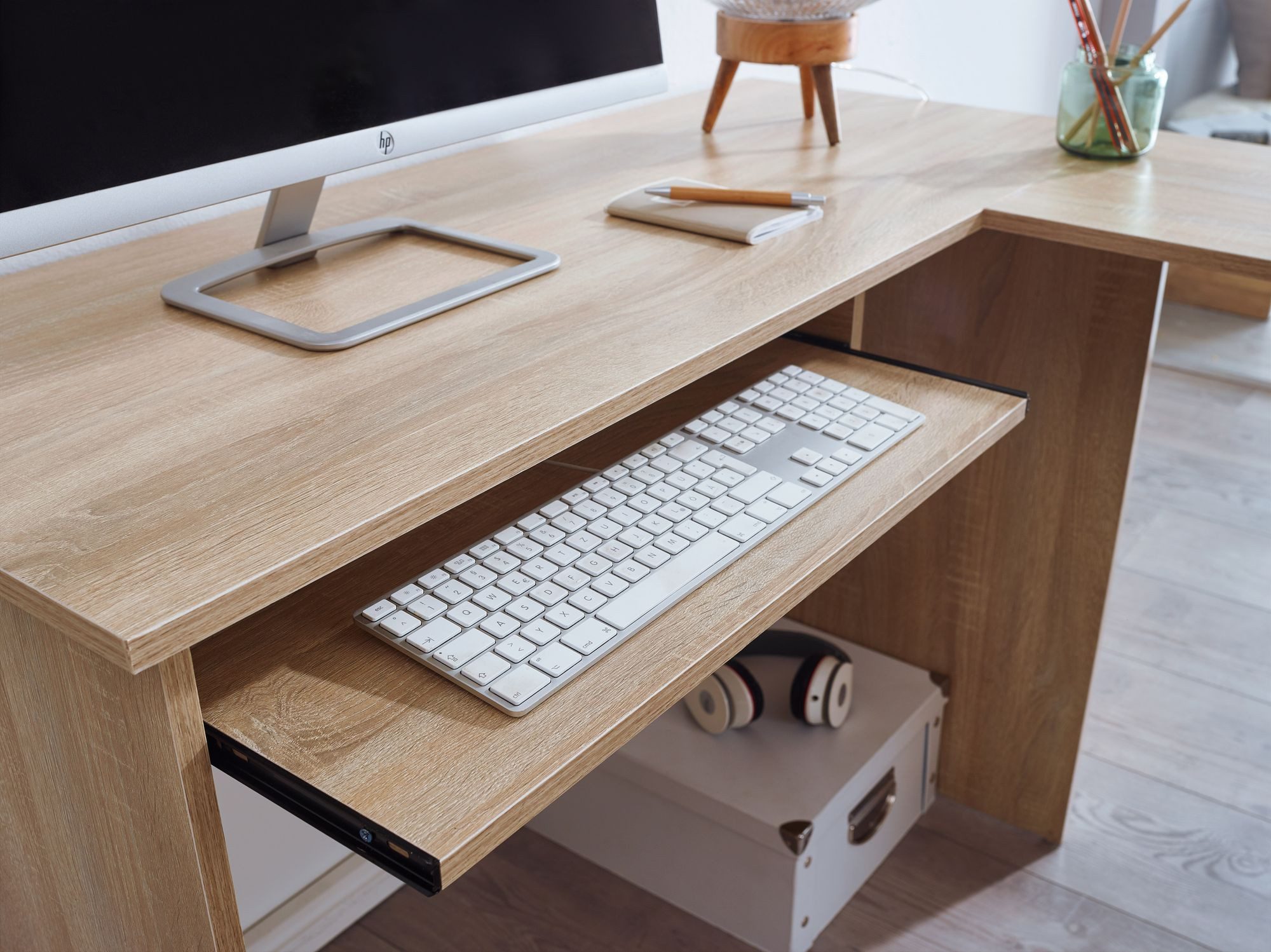 FINEBUY Schreibtisch SuVa11896_1 (Eckschreibtisch 140 x 75,5 x 120 cm Weiß), HomeOffice Bürotisch Schreibtischkombination