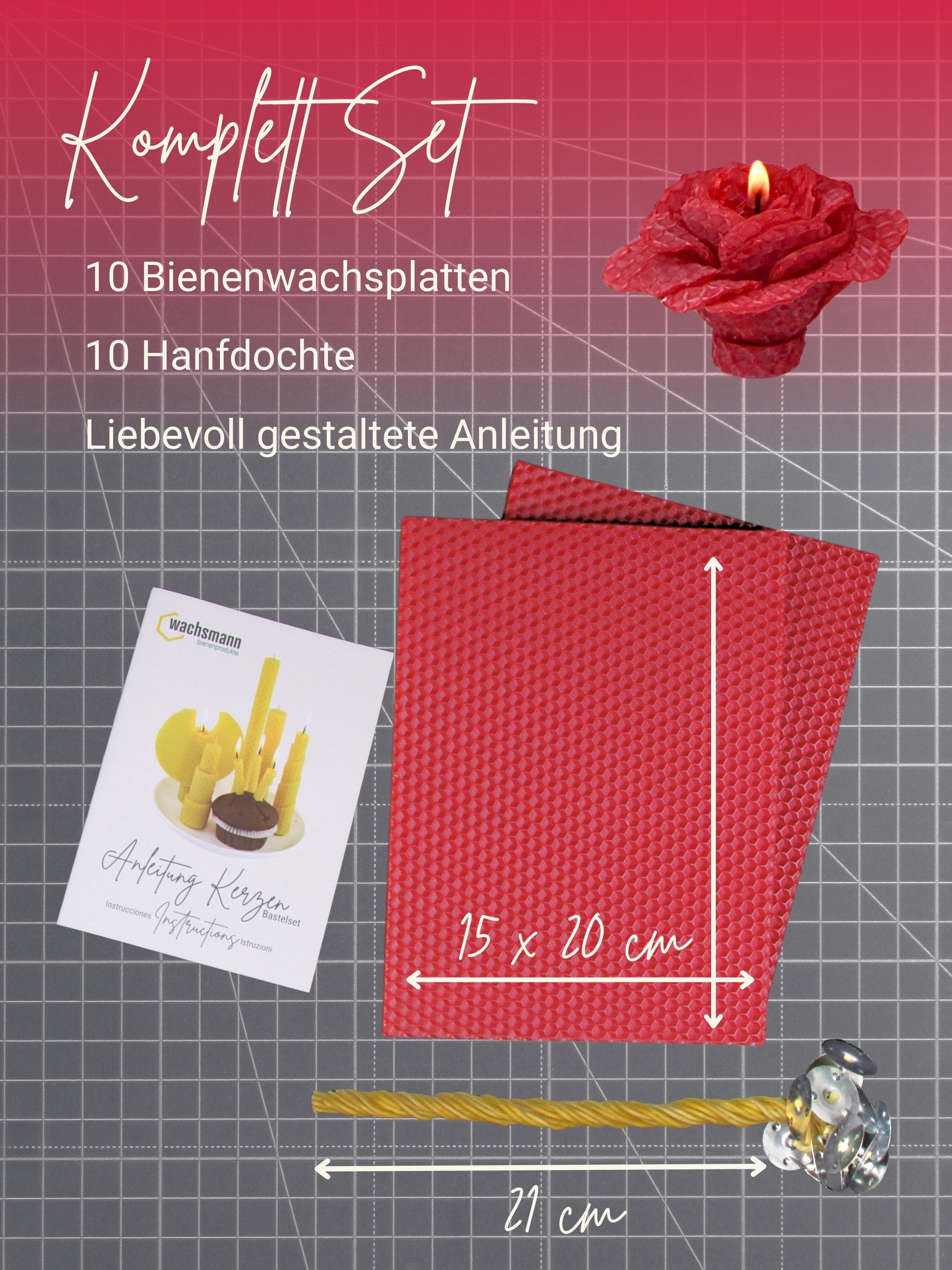 Wachsmann Bienenprodukte Bienenwachskerze Bastelset für Erwachsene, 10 Bien günstig online kaufen