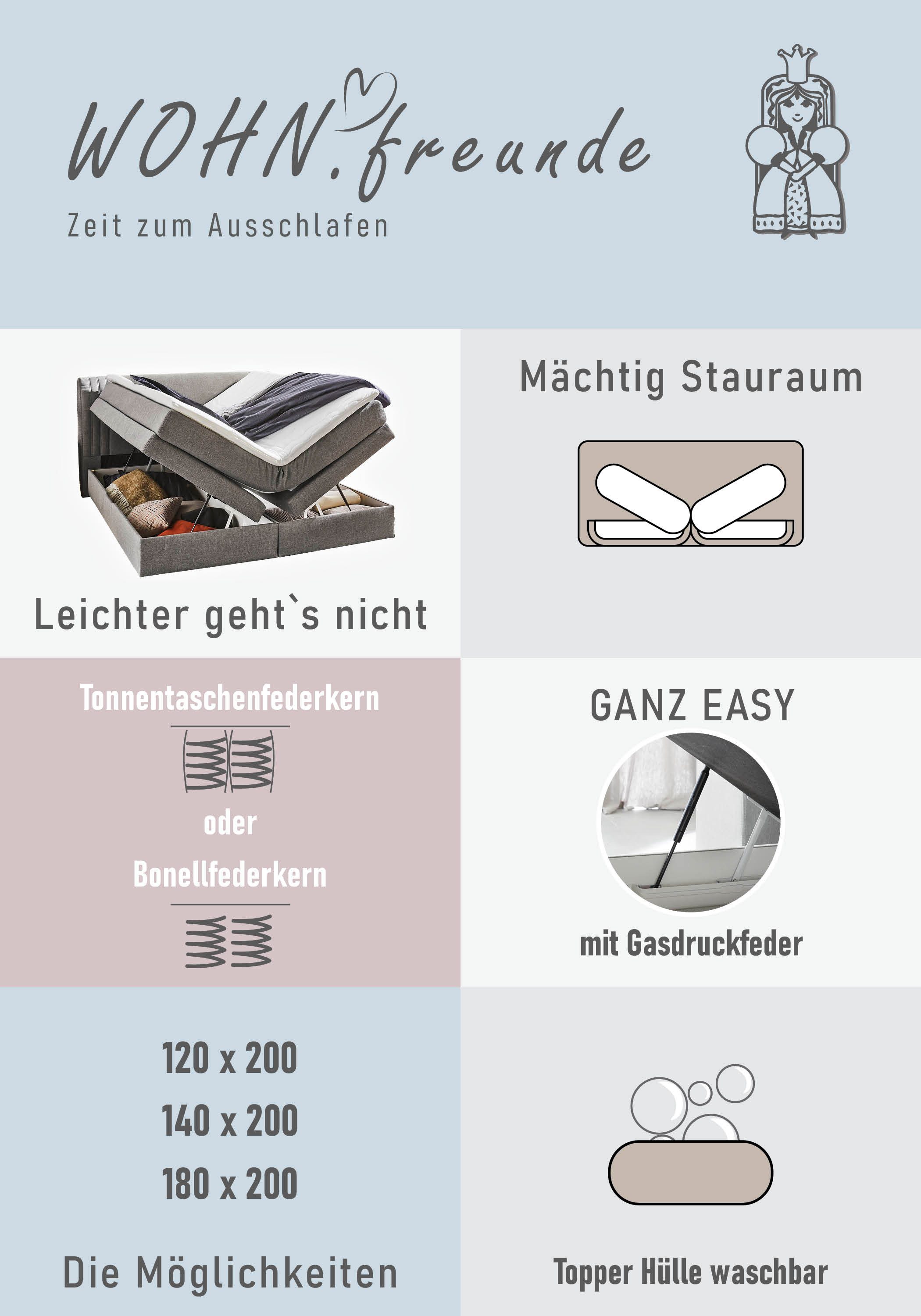 Jockenhöfer Gruppe Boxspringbett "Amira", OTTOs Choice! Topseller, mit Bettkasten und Topper, erhältlich in den Breiten 120,140 & 180cm