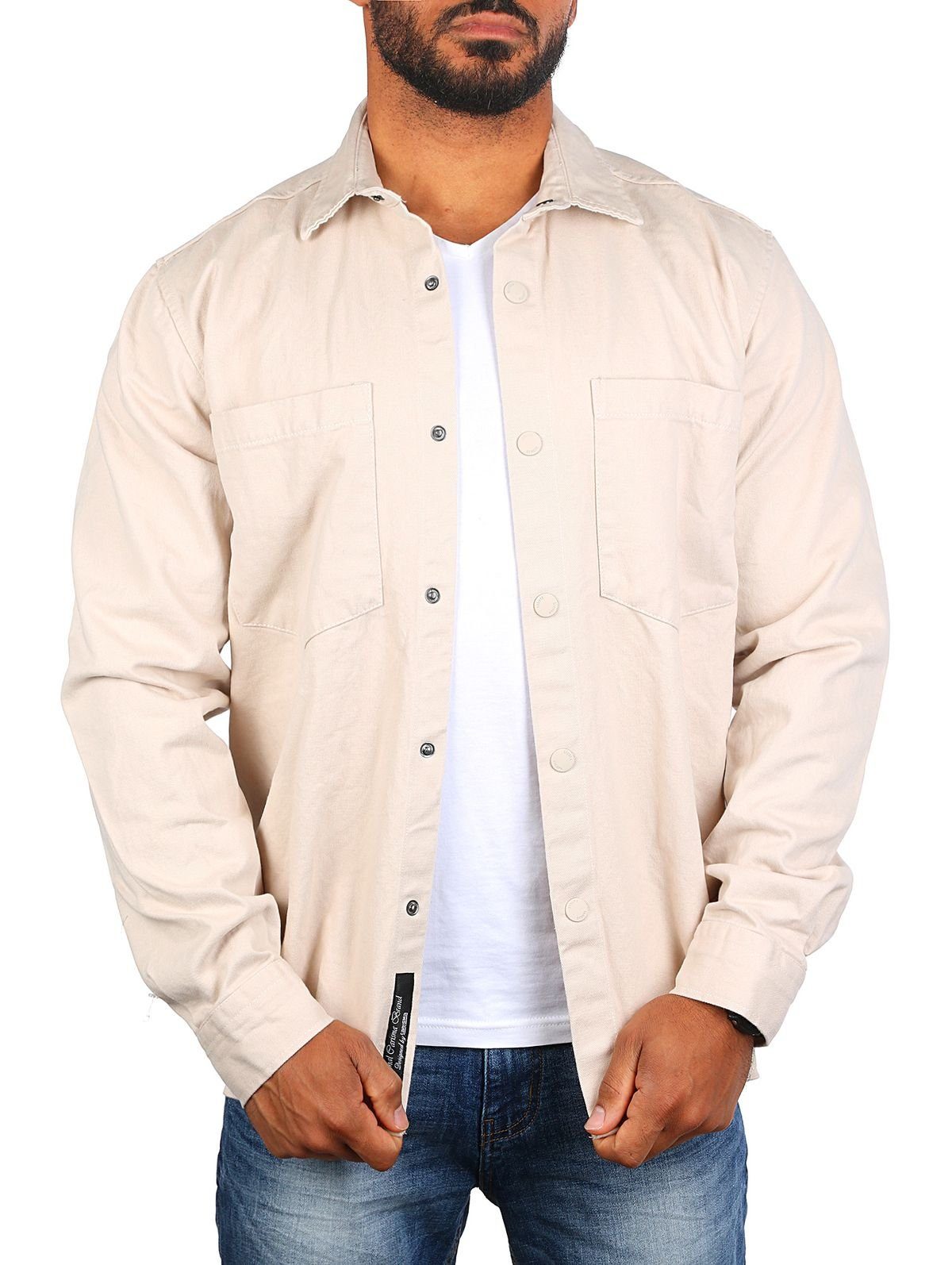 CARISMA Langarmhemd Herren Hemd Jacke robuste jeansartige Qualität retro Safari Look 8548 Regular Kentkragen Langarm Uni