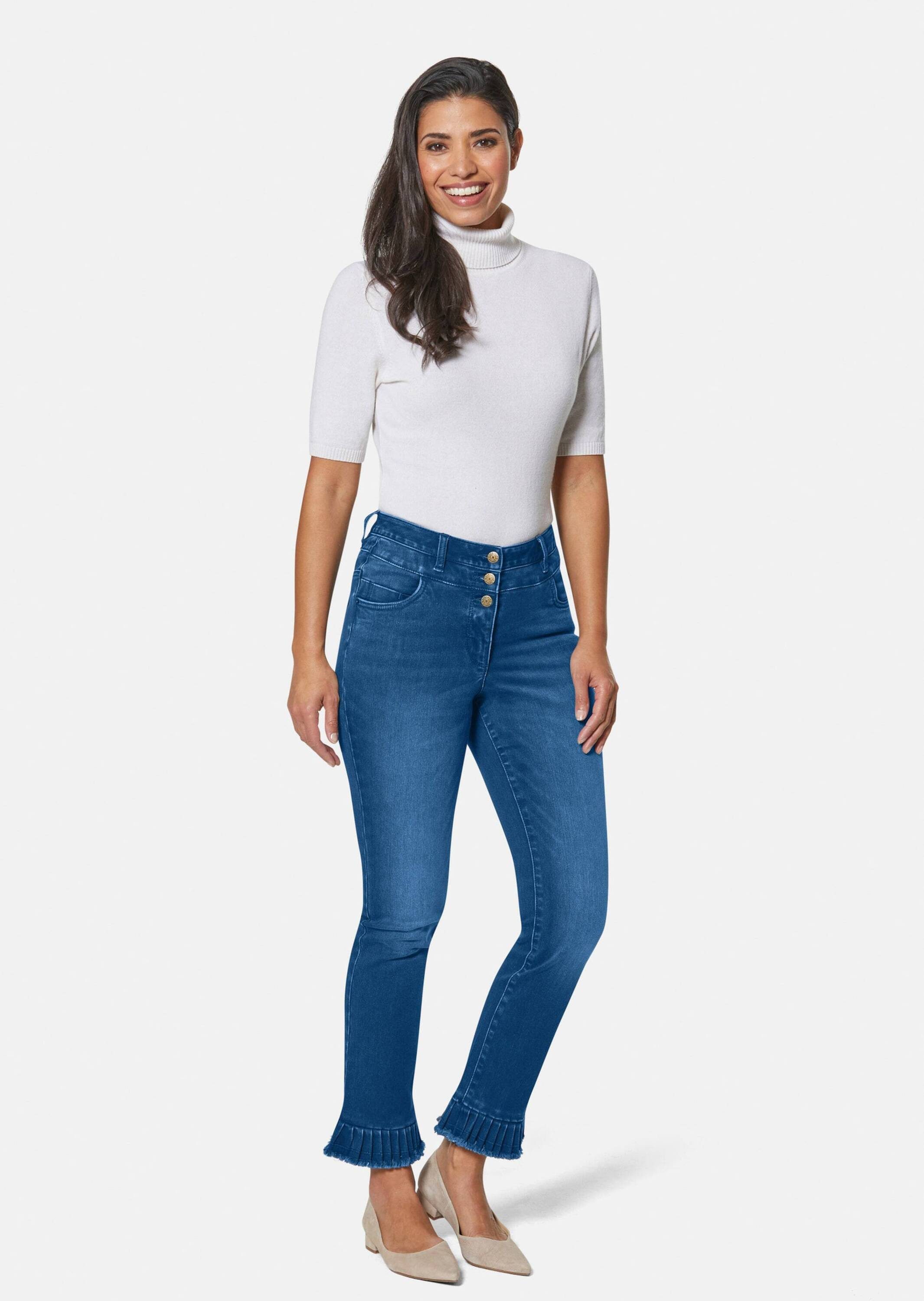 Gerade Jeans Jeans mit Plissee-Saum