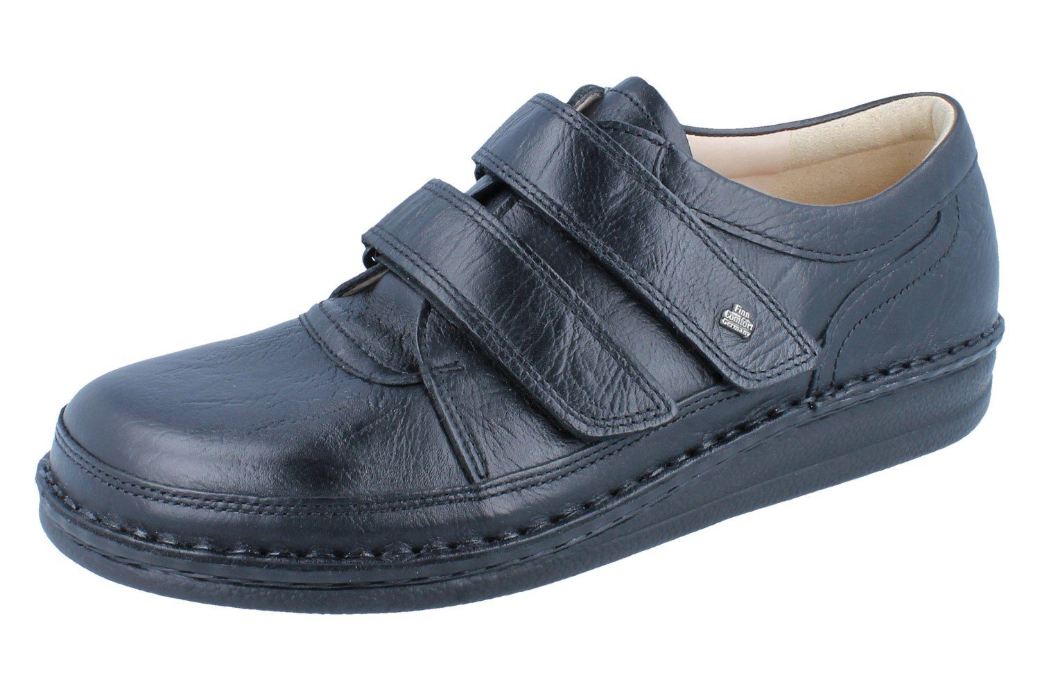 Finn Comfort FINN COMFORT Köln Herren Kletthalbschuhe schwarz Glattleder - Größe: Schnürschuh Wechselfußbett
