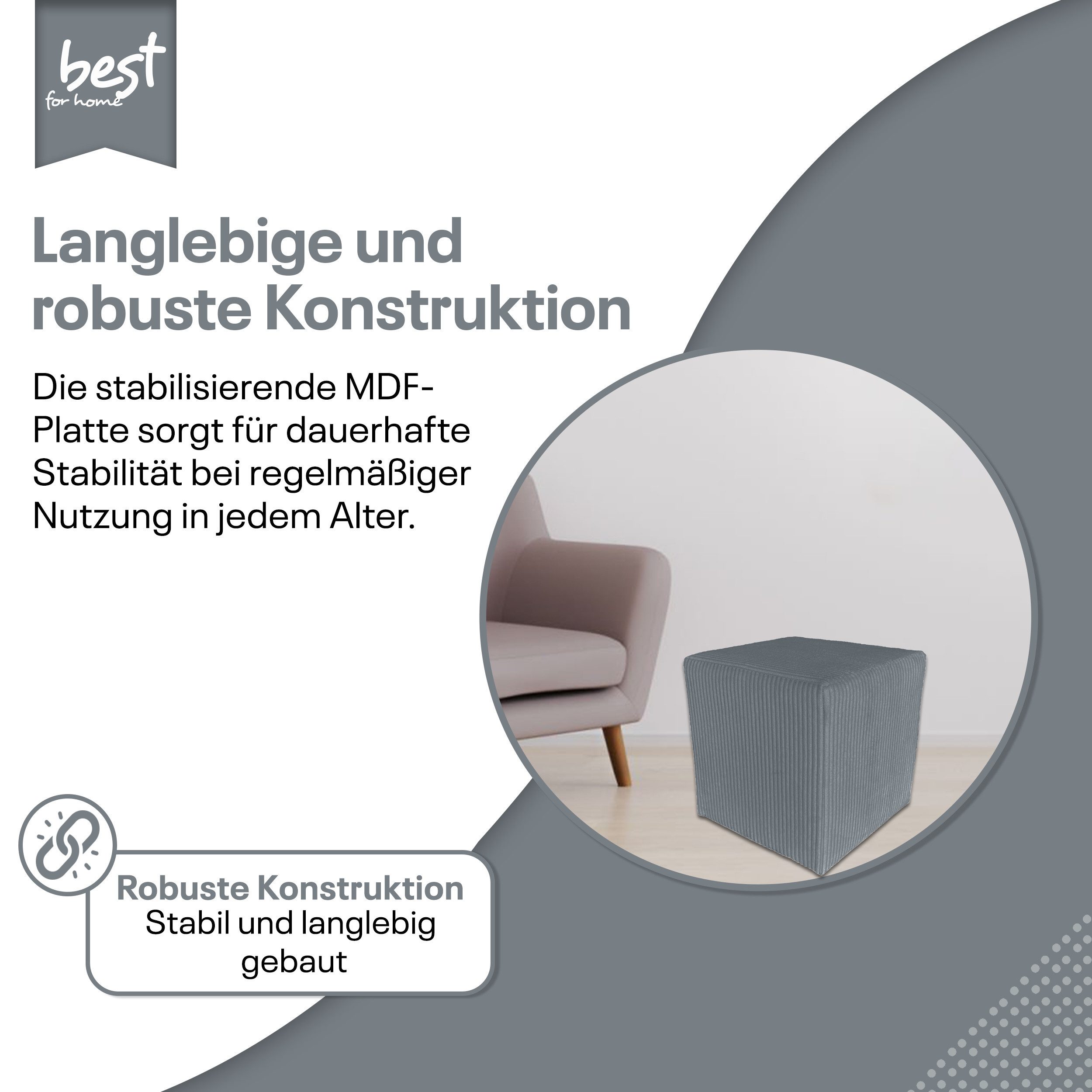 Best for Home Sitzwürfel Best For Home Sitzwürfel Pouf Hocker – Samt, Fußho günstig online kaufen
