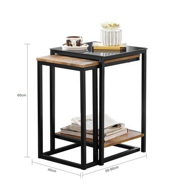 SoBuy Beistelltisch FBT99, 2er Set Beistelltisch Satztisch Couchtisch Stapelbar Sofatisch