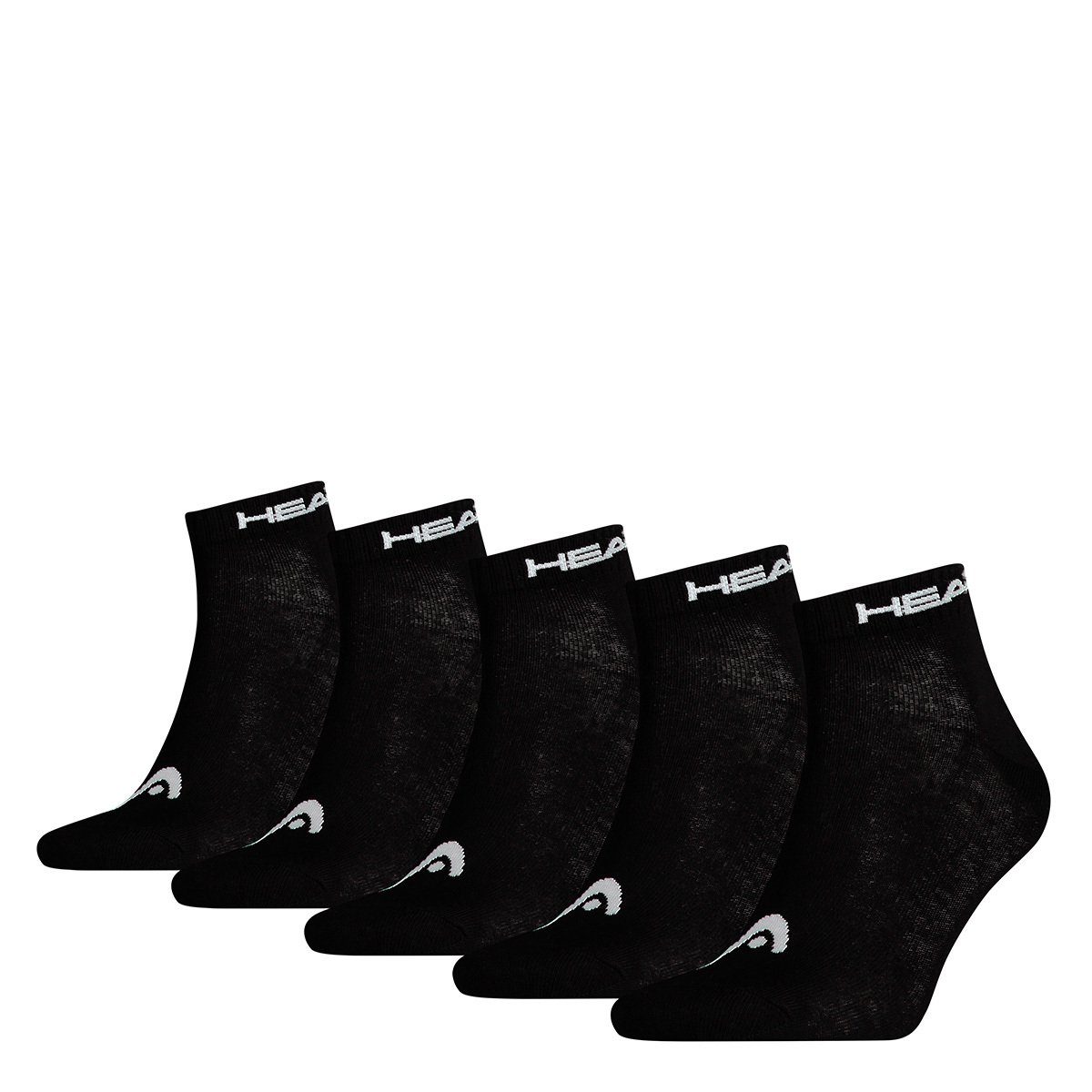Head Sneakersocken Unisex Quarter Socken, 5er Pack - Baumwollmix Schwarz