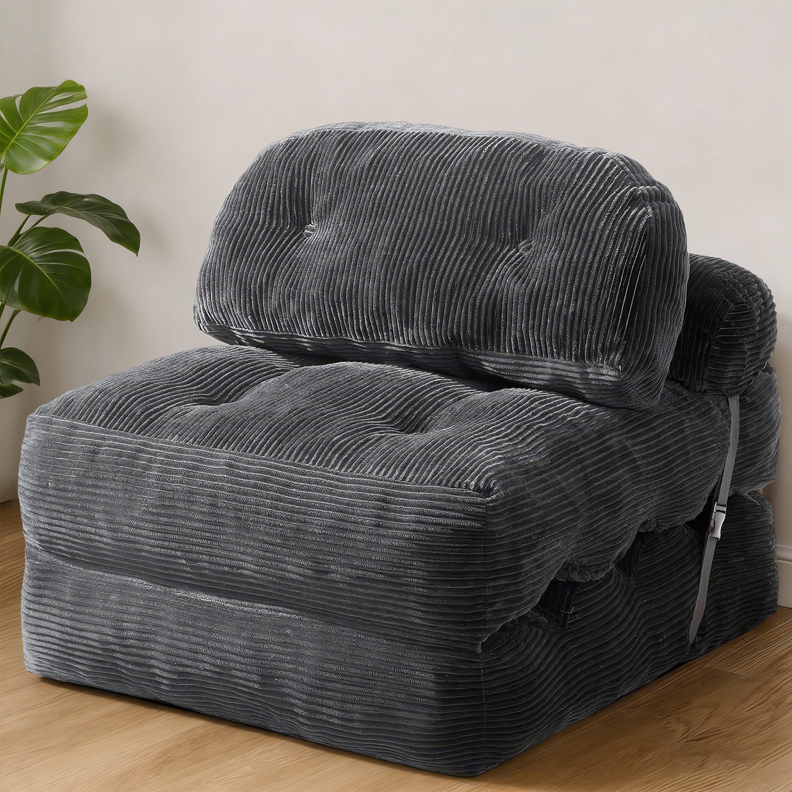 BlingBin Schlafsofa Klappsofa 1-Sitzer mit Bettfunktion, 1 Teile, Schaumstoffflocken-Füllung, platzsparend