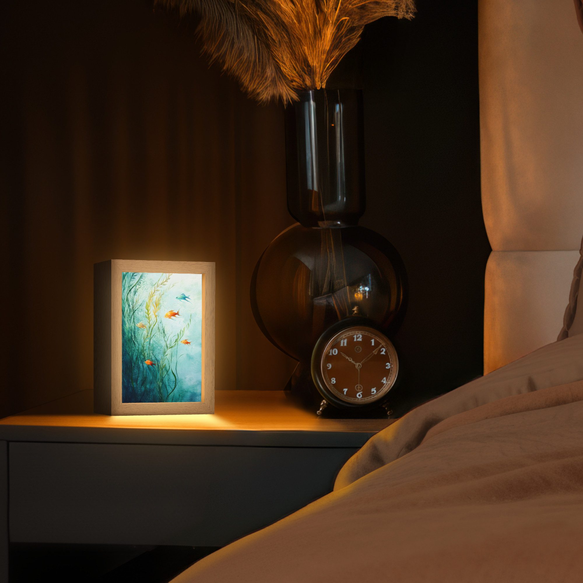 OnlyWow Tischleuchte Lightbox Wasserpflanzen - Fische - Farbenfroh - Wasser, Dimmbar, Farbwechsel, LED, Warmweiß, Kaltweiß, Neutralweiß Einstellbar, Tischlampe, – Bild 3 von 5