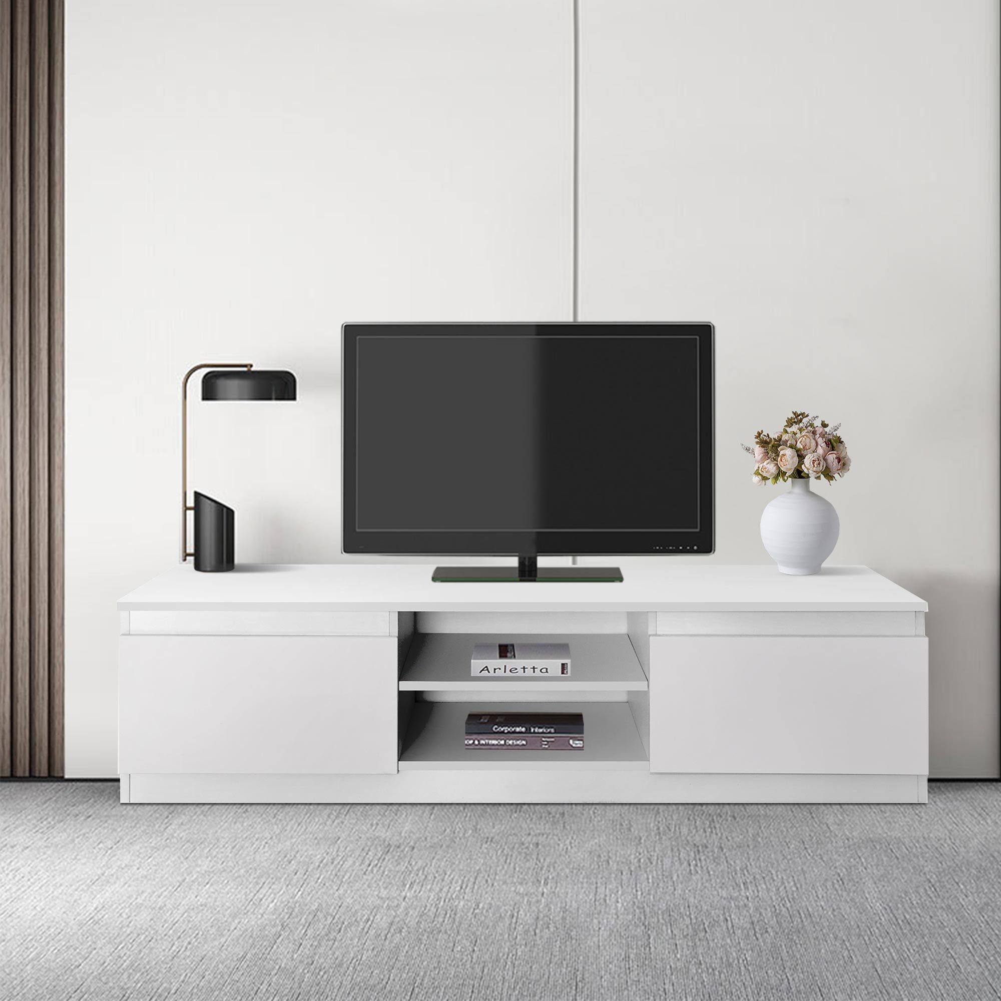 ML-DESIGN Sideboard TV-Lowboard weiß, 120x36x40 cm, aus Holz