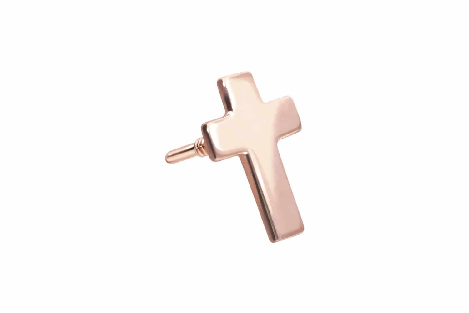 Piercing-Set 14 Karat Gold Schraubaufsatz mit Außengewinde KREUZ