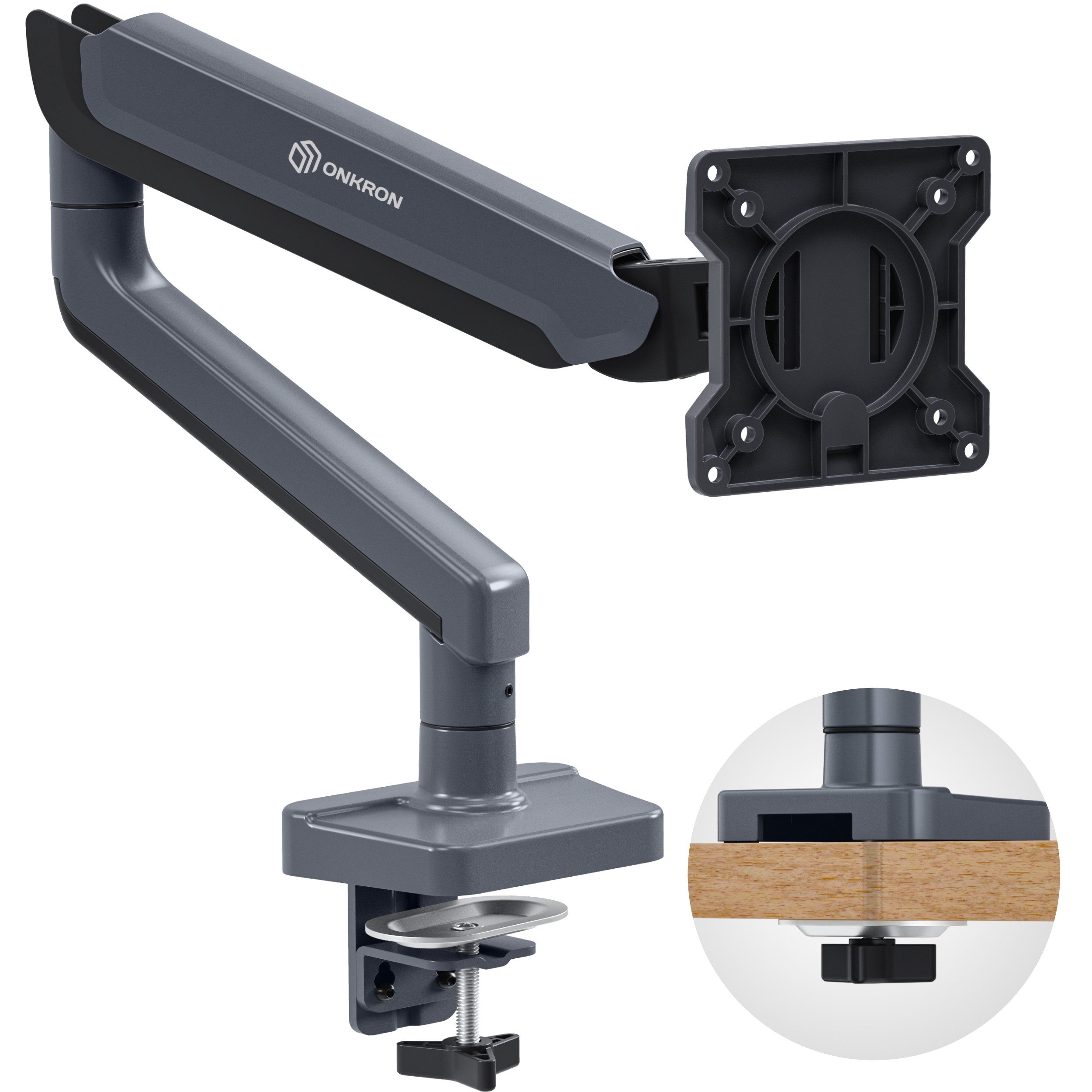 ONKRON Monitor-Halterung 17-45 Zoll, bis 15 kg, VESA 75x75-100x100, G95-G, (bis 45 Zoll, neigbar, schwenkbar, drehbar, Kabelmanagement)