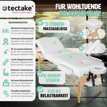 tectake Massageliege 3 Zonen Massageliege-Set mit 10cm Polsterung, (Set, 1-St., mit Tragetasche)