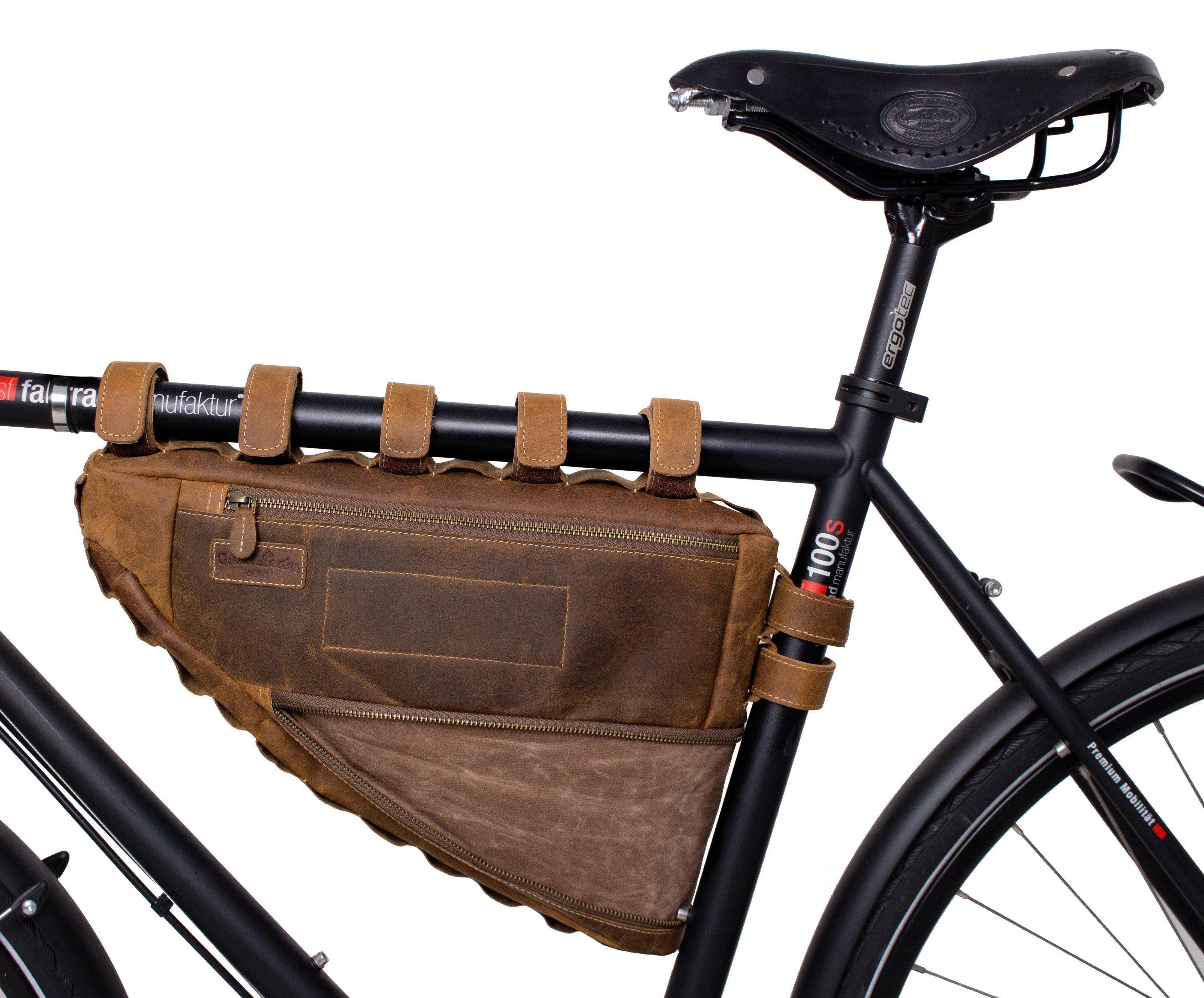 Gusti Leder Fahrradsattel »Lance A.«, Rahmentasche Fahrradtasche  Ledertasche Vintage Braun Leder Damen Herren