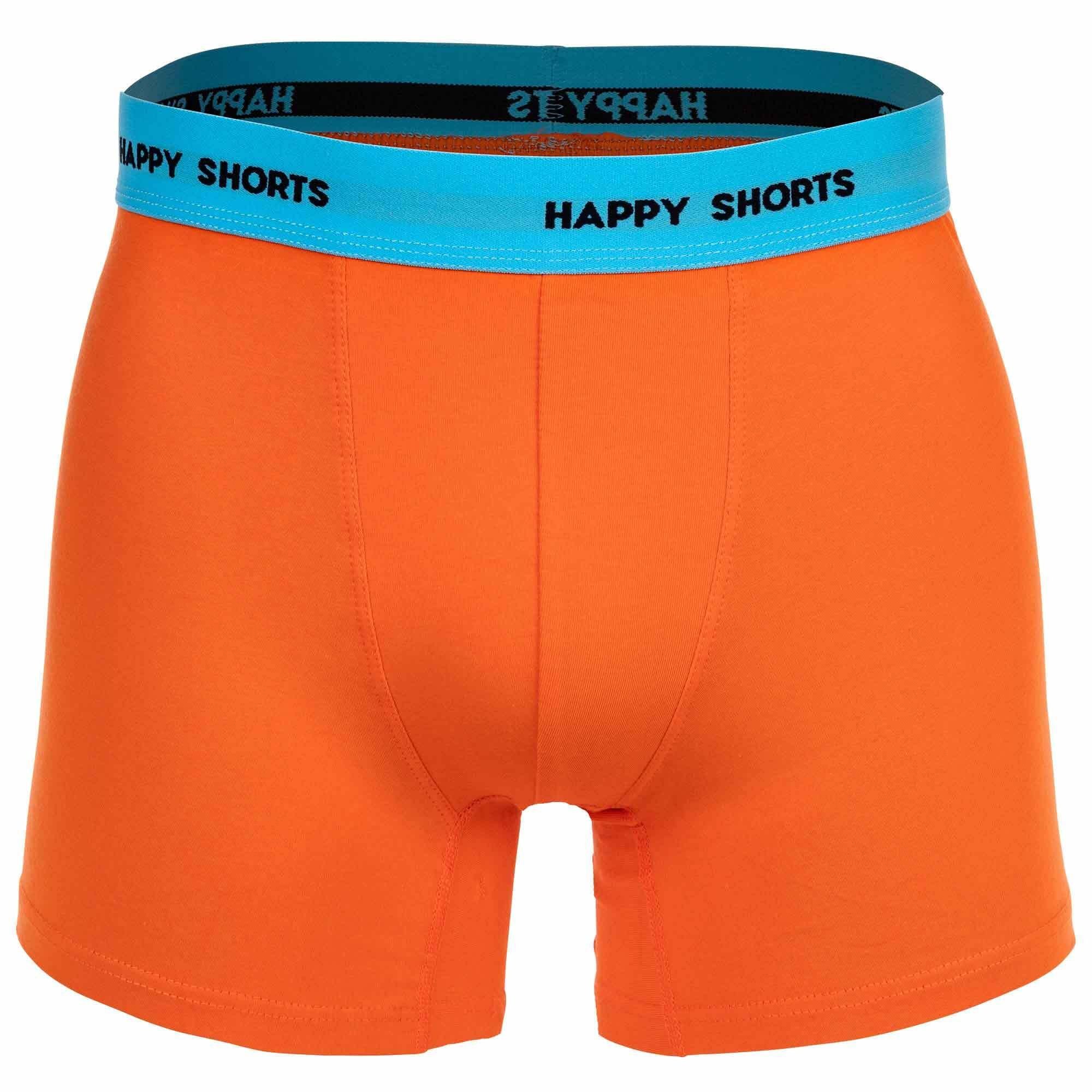 3er HAPPY Jersey Herren Boxershorts, Boxer - SHORTS Blau/Orange/Türkis Pack Retro