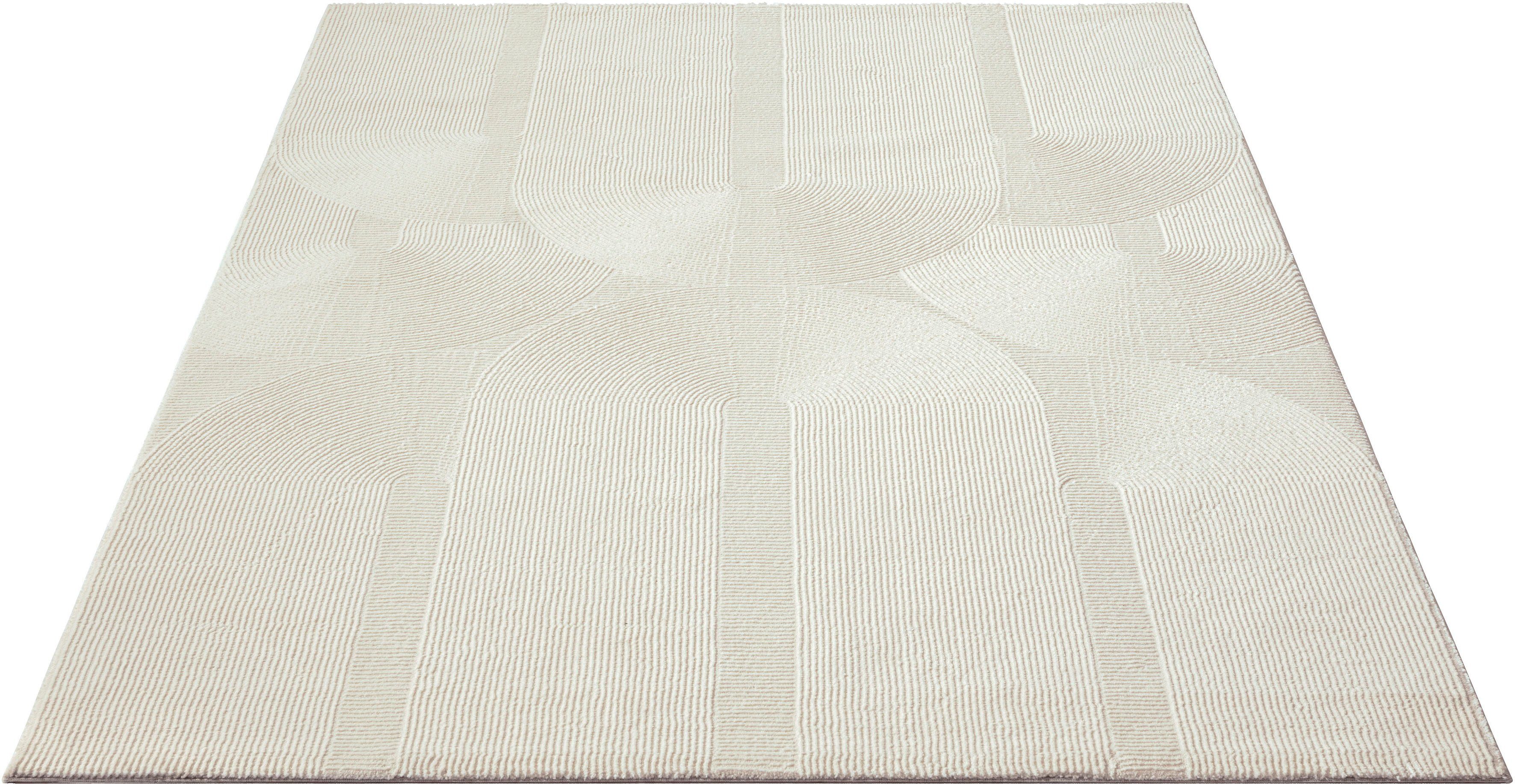 Teppich Sign 1904, merinos, rechteckig, Höhe: Polyester, creme Geometrisch, Tief recyceltem 12 100% Wohnzimmer mm, Hoch Struktur
