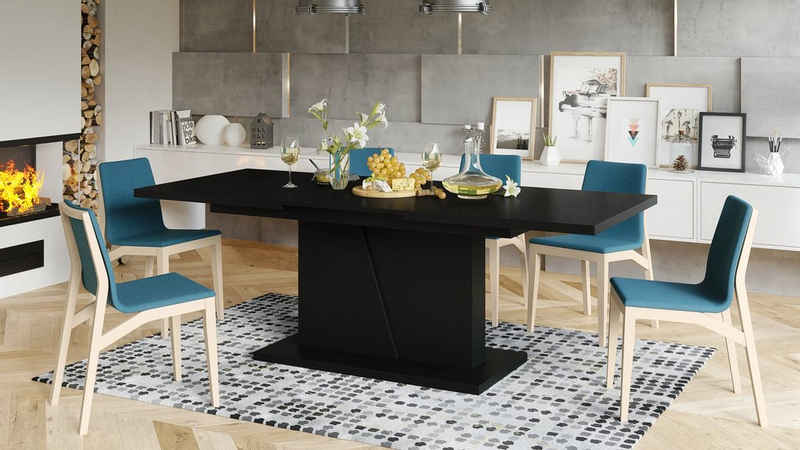 Mazzoni Esstisch Design Esstisch Tisch Noble Noir ausziehbar 160 bis 218 cm