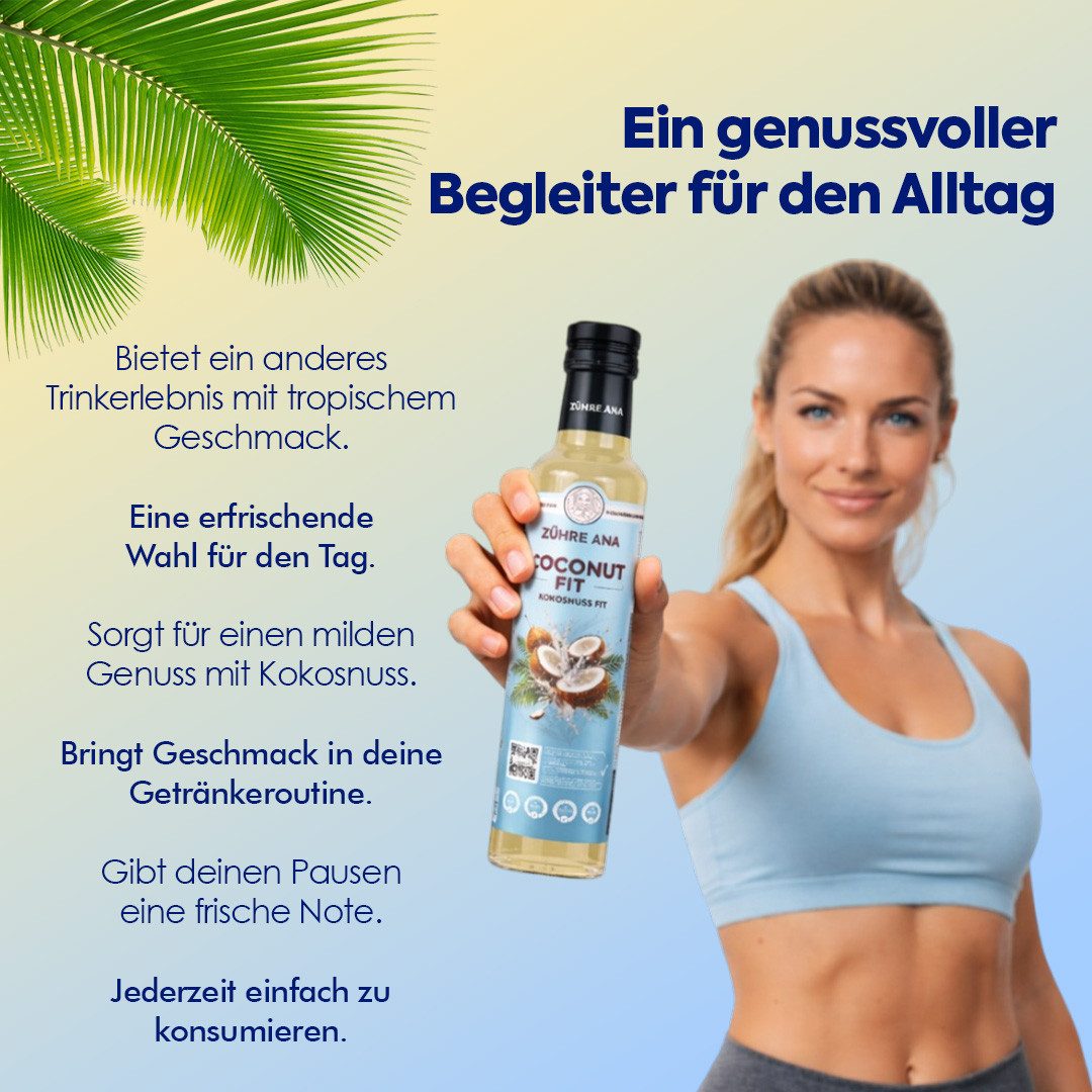 Zühre Ana® Sirup Coconut Fit Sirup – Kokos Chia Erfrischungsgetränk, 250 ml, 250 ml, Ein leichter und erfrischender Geschmack für den Alltag