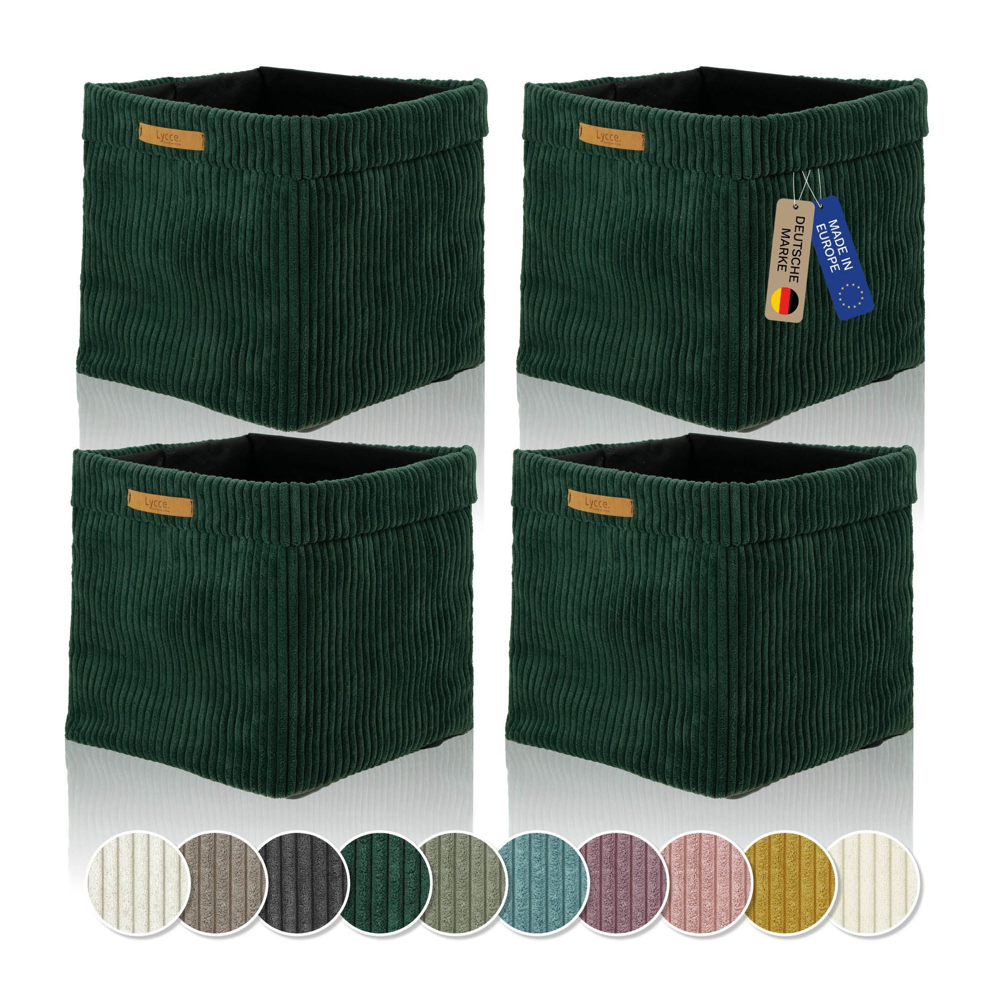 Lycce Regalkorb Kallax Boxen Cord 4er Set grün, Aufbewahrungsbox faltbar 33x33x31cm (4 St)