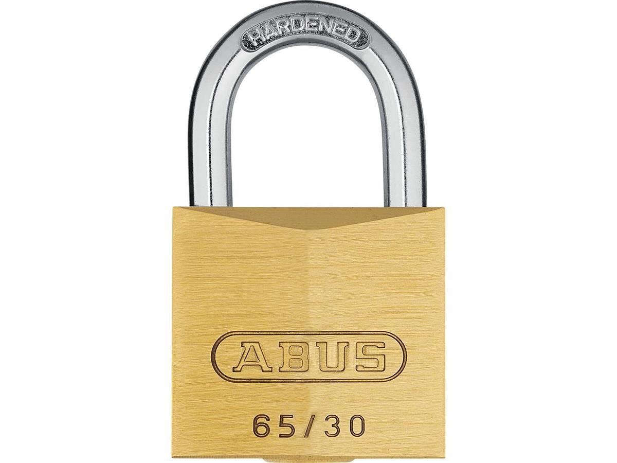 ABUS Vorhängeschloss 65IB/30, Schloßkörper aus massivem Messing, gehärteter Stahlbügel