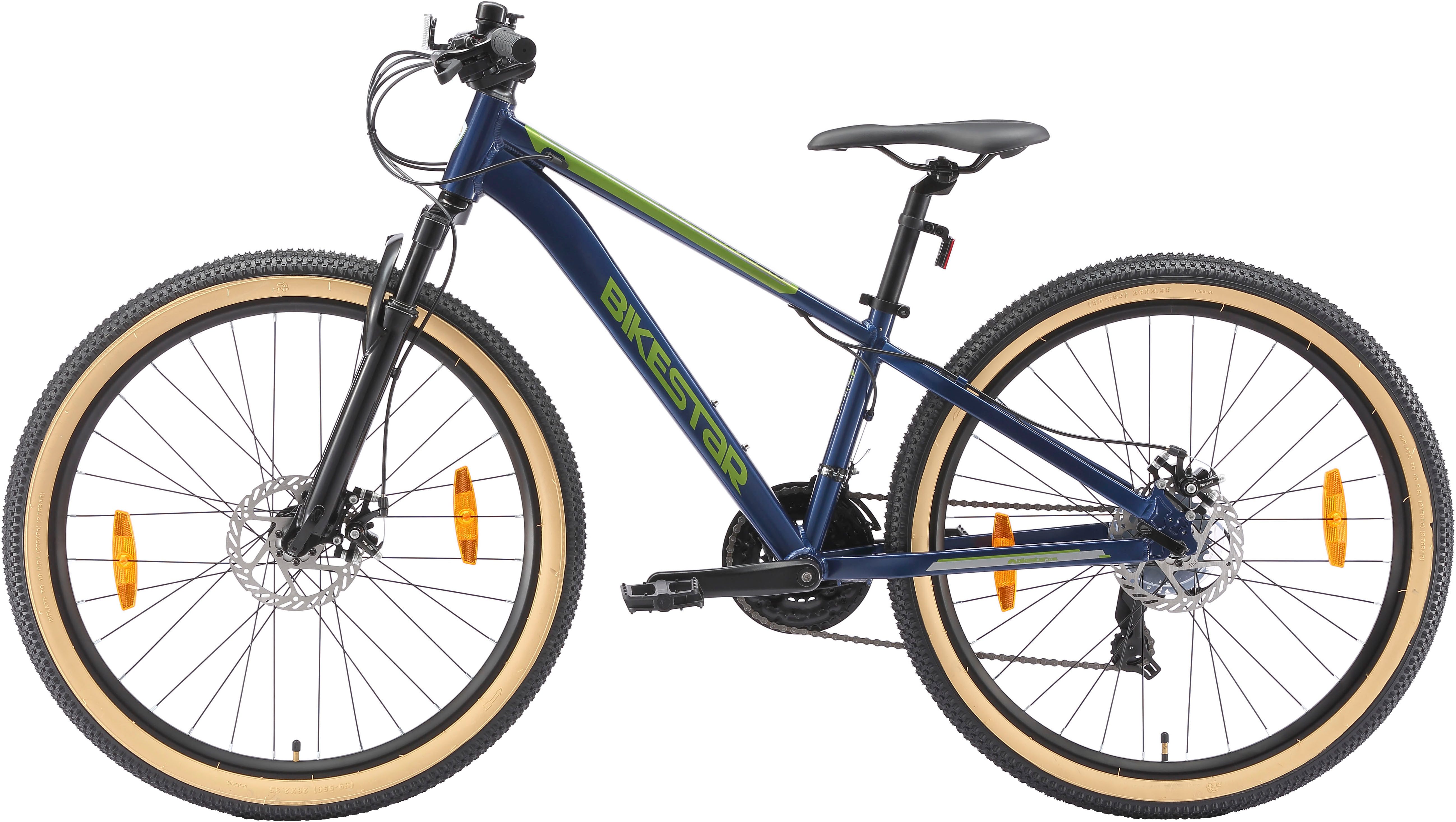 Bikestar Mountainbike, 21 Gang Shimano RD-TY300 Schaltwerk, Kettenschaltung, für Damen und Herren, Kettenschaltung