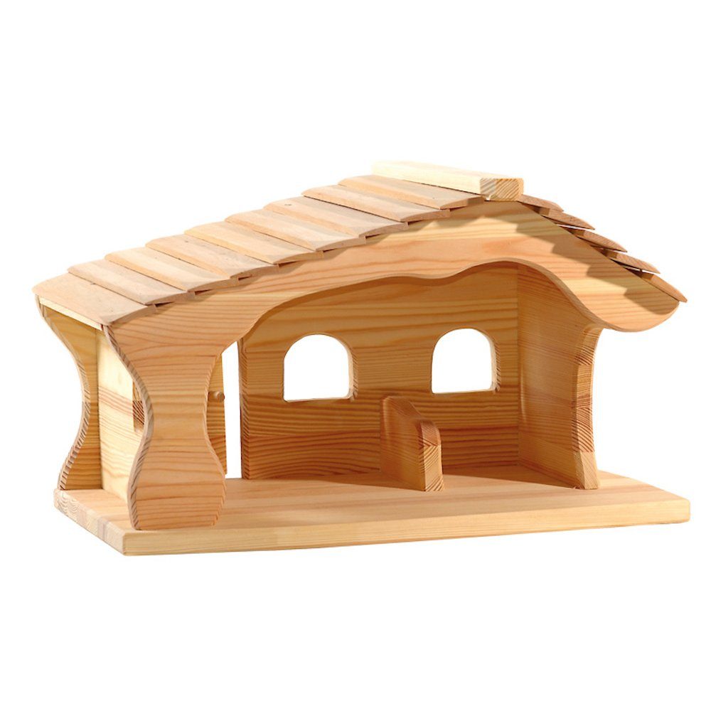 Ostheimer Krippe Stall Krippenstall natur, Made in Europe (1-tlg), Echtholz Erle und Fichte