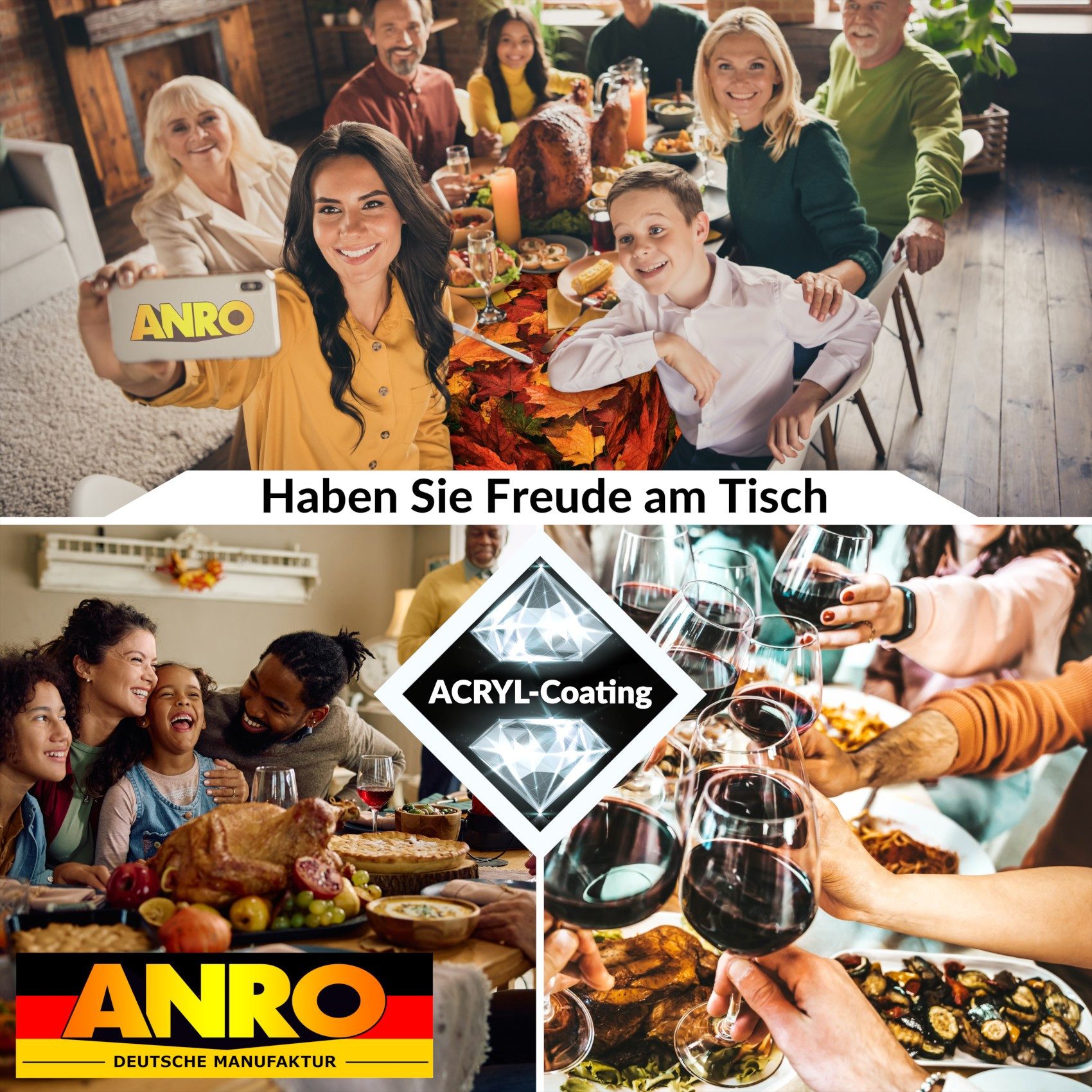 ANRO Tischdecke Stoff Digitalprint Tischtuch EasyClean ACRYL Beschichtet Tischwäsche (Einzelstück 1-tlg), auch als Gartentischdecke - ACRYL Beschichtet