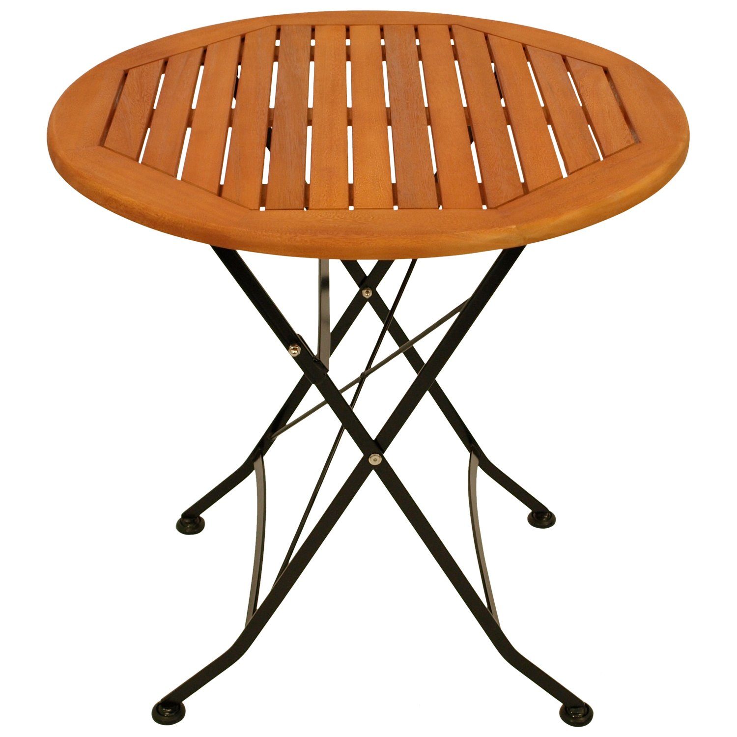 DEGAMO Gartentisch HOFGARTEN (1-St), 75cm rund, Stahl schwarz + Eukalyptus, klappbar
