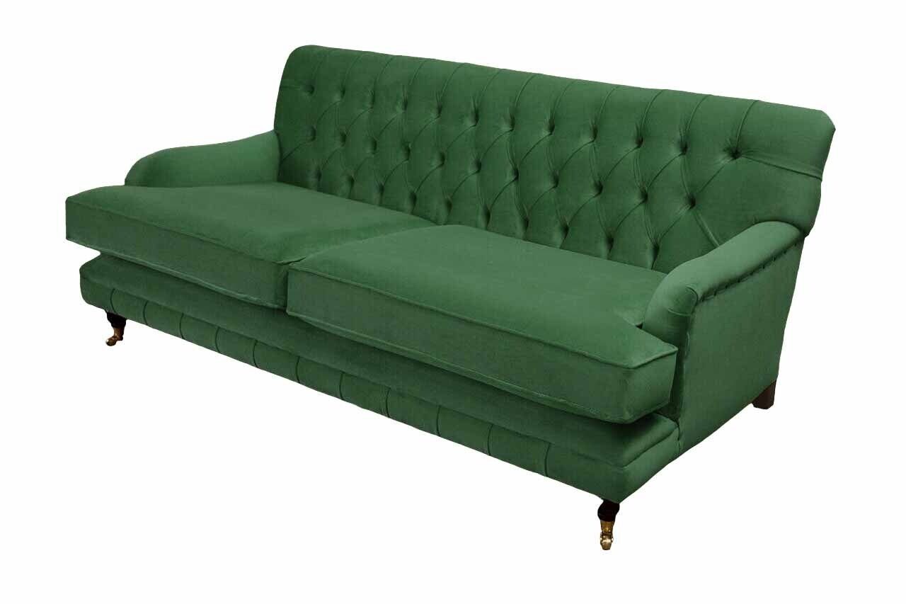 JVmoebel Sofa Grüner Chesterfield 3 Sitzer Design Sofa Couch Polster Couchen Textil, Made in Europe