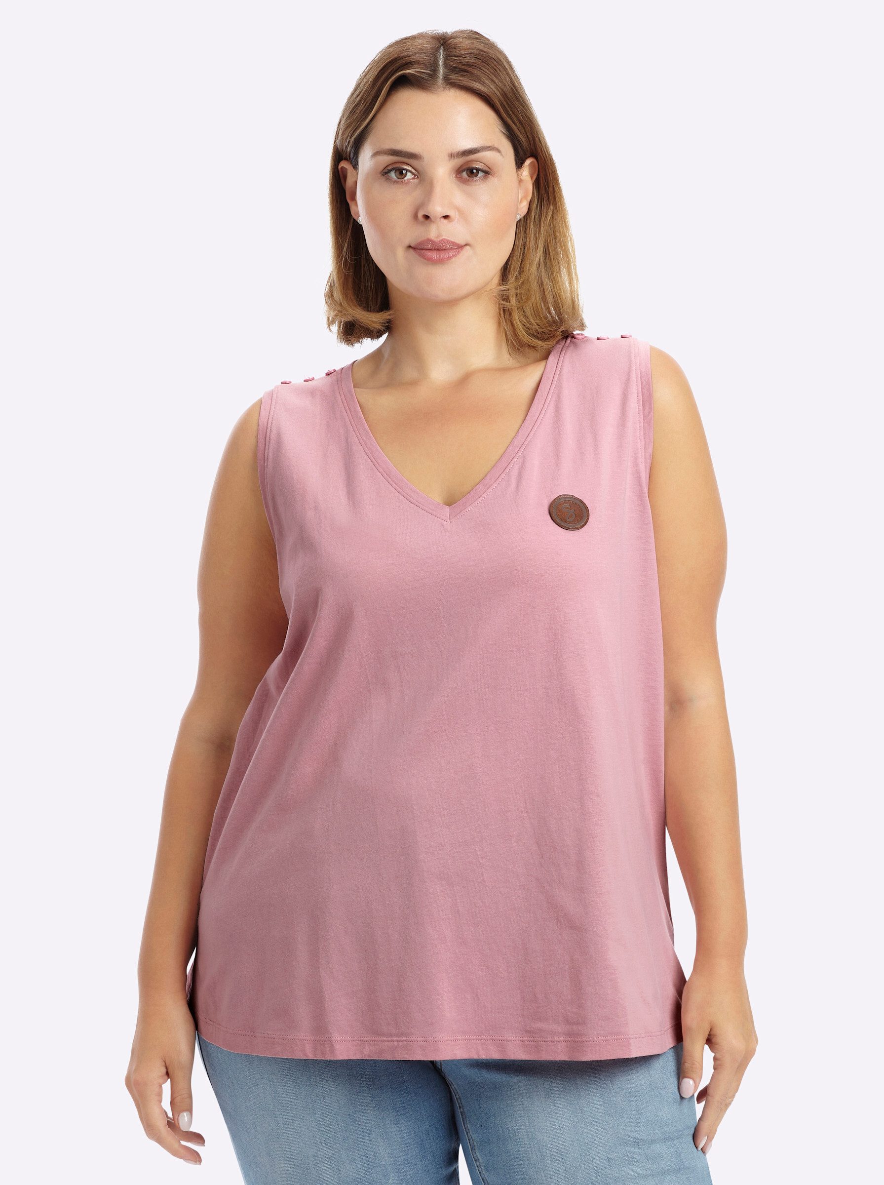 Sheego Shirttop Top Ärmellos