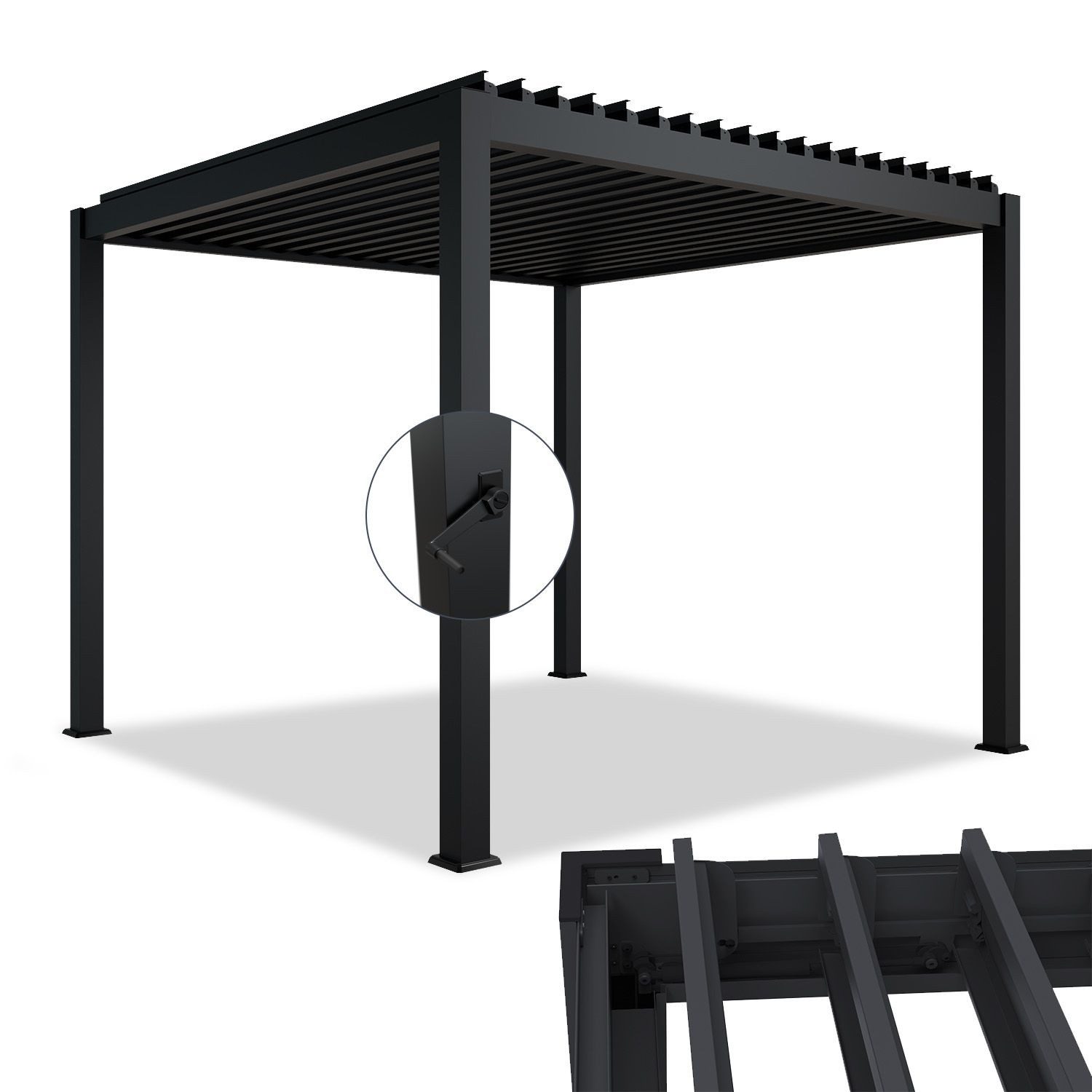 Juskys Terrassendach Tahiti 3x3 m, Lamellendach, günstig online kaufen