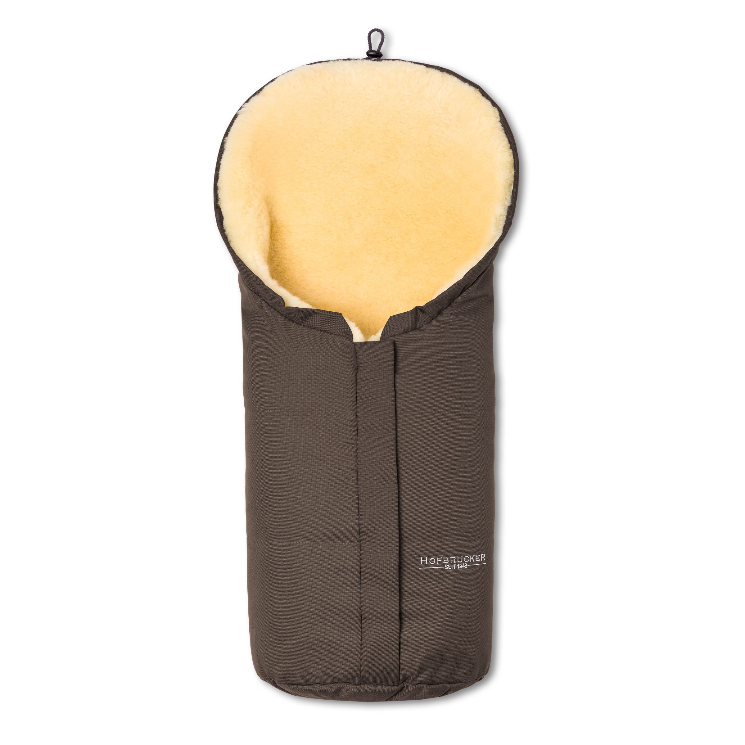 Hofbrucker seit 1948 Fußsack Lammfell-Fußsack Eskimo für Babyschale, Kinderwagen und Buggy, warmer Winterfußsack mit echtem Lammfell wasserabweisend mit mittigem