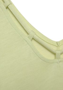 s.Oliver T-Shirt mit Zierbändern am Ausschnitt, Kurzarmshirt, sommerlich