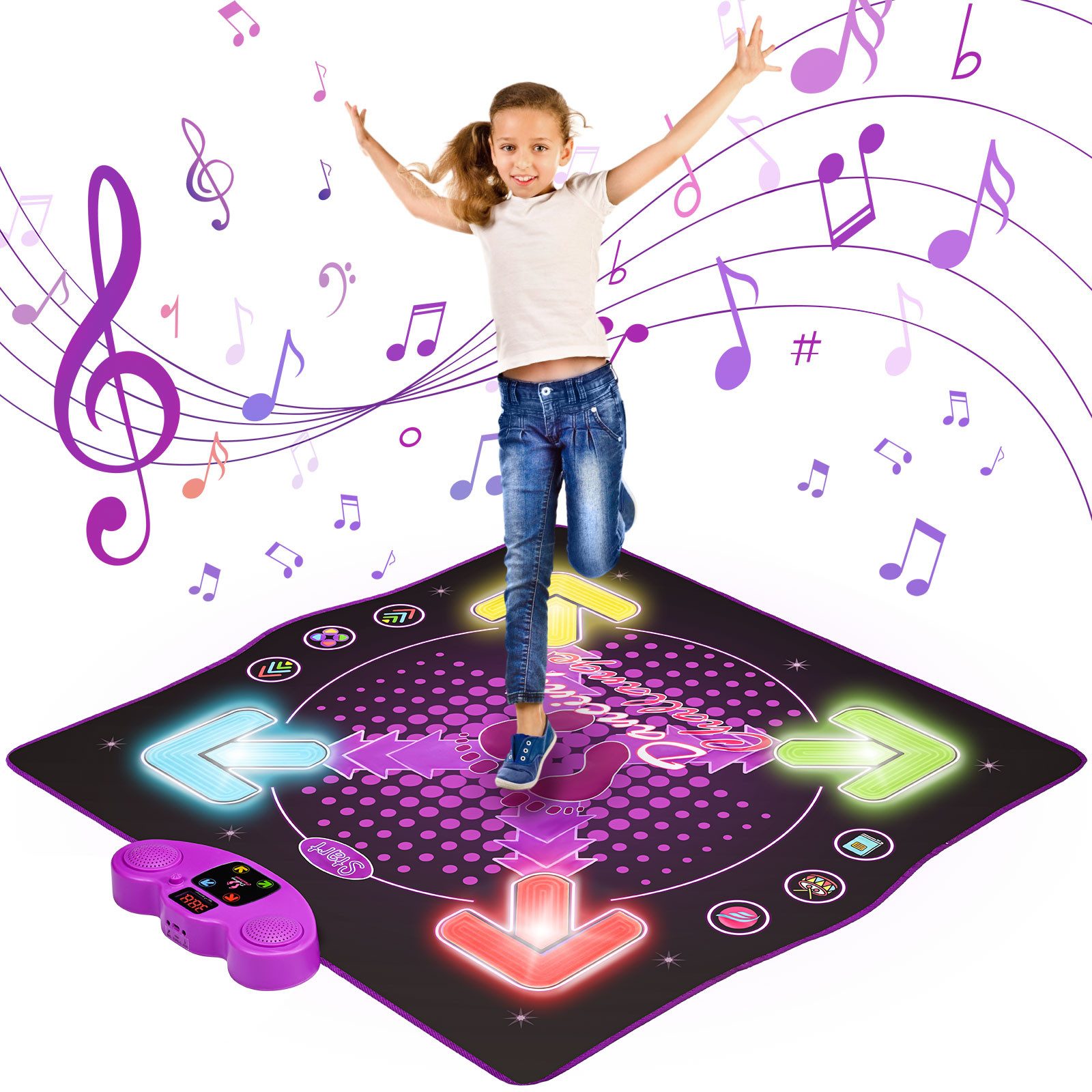 i@home Tanzmatte (für Kinder, mit Bluetooth, Beleuchtete Musikmatte, Geschenk, 88*90cm)