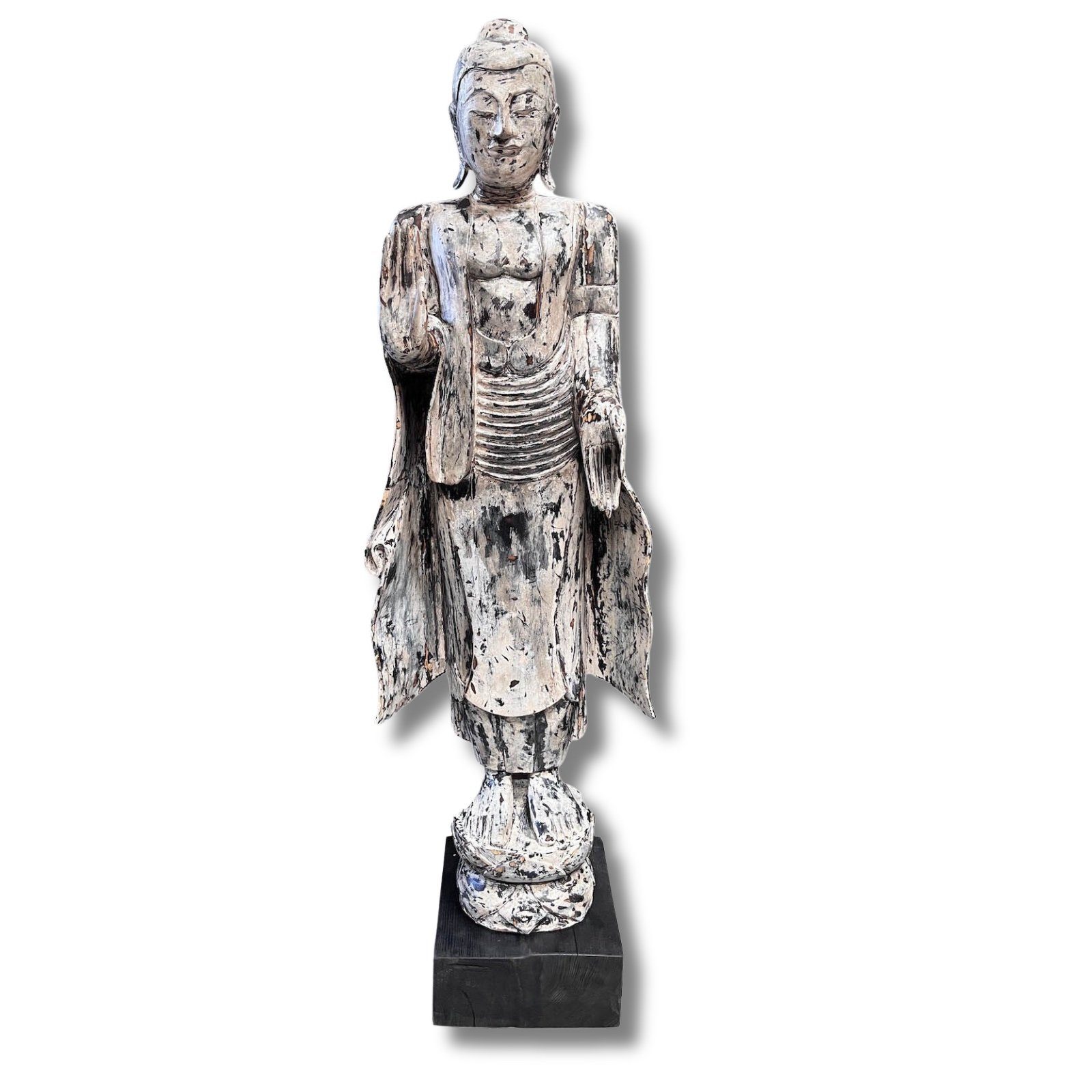 Asien LifeStyle Buddhafigur Montags Buddha Figur Holz Thailand 140cm groß