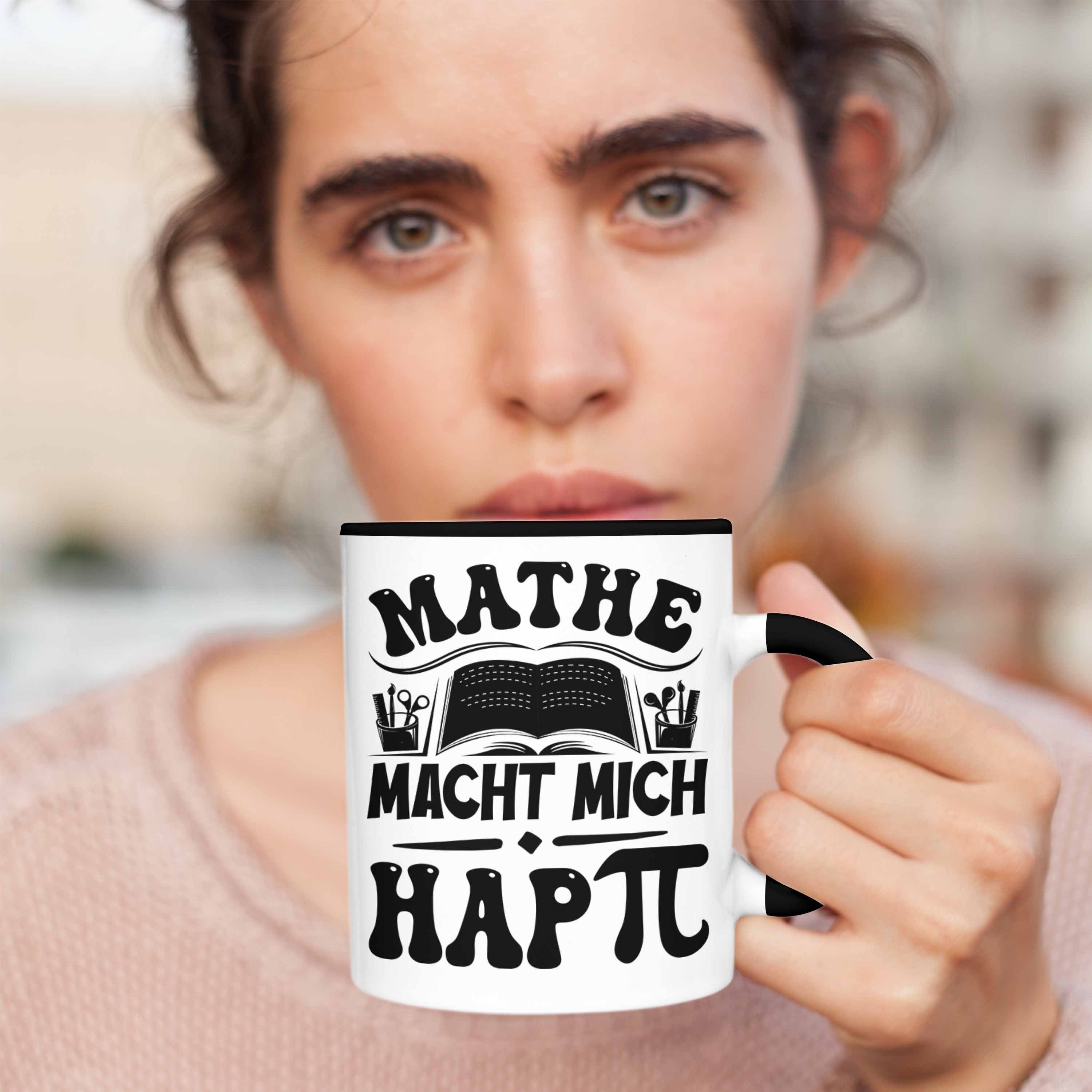 Mathe Mathe-Lehrer Tasse Macht Mit Mathe-Liebhaber Happy Tasse Schwarz Geschenkidee Trendation