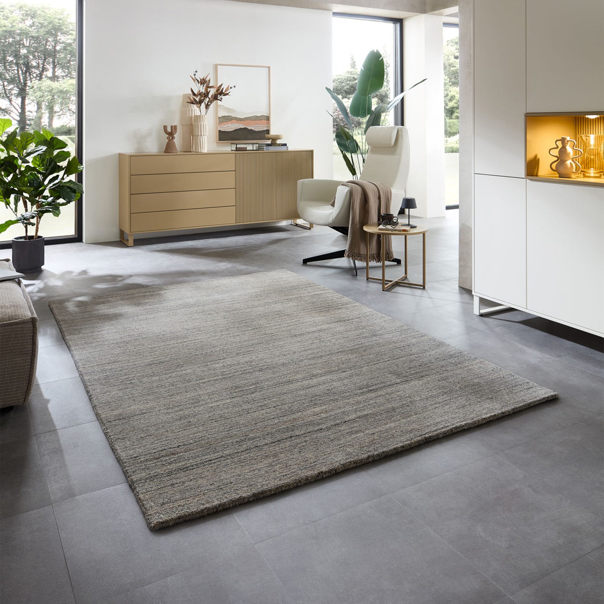 THEKO Teppich San Diego, rechteckig, Höhe: 13 mm, handgewebt, 60% Wolle, Knüpfoptik, meliert, leichter seidiger Glanz