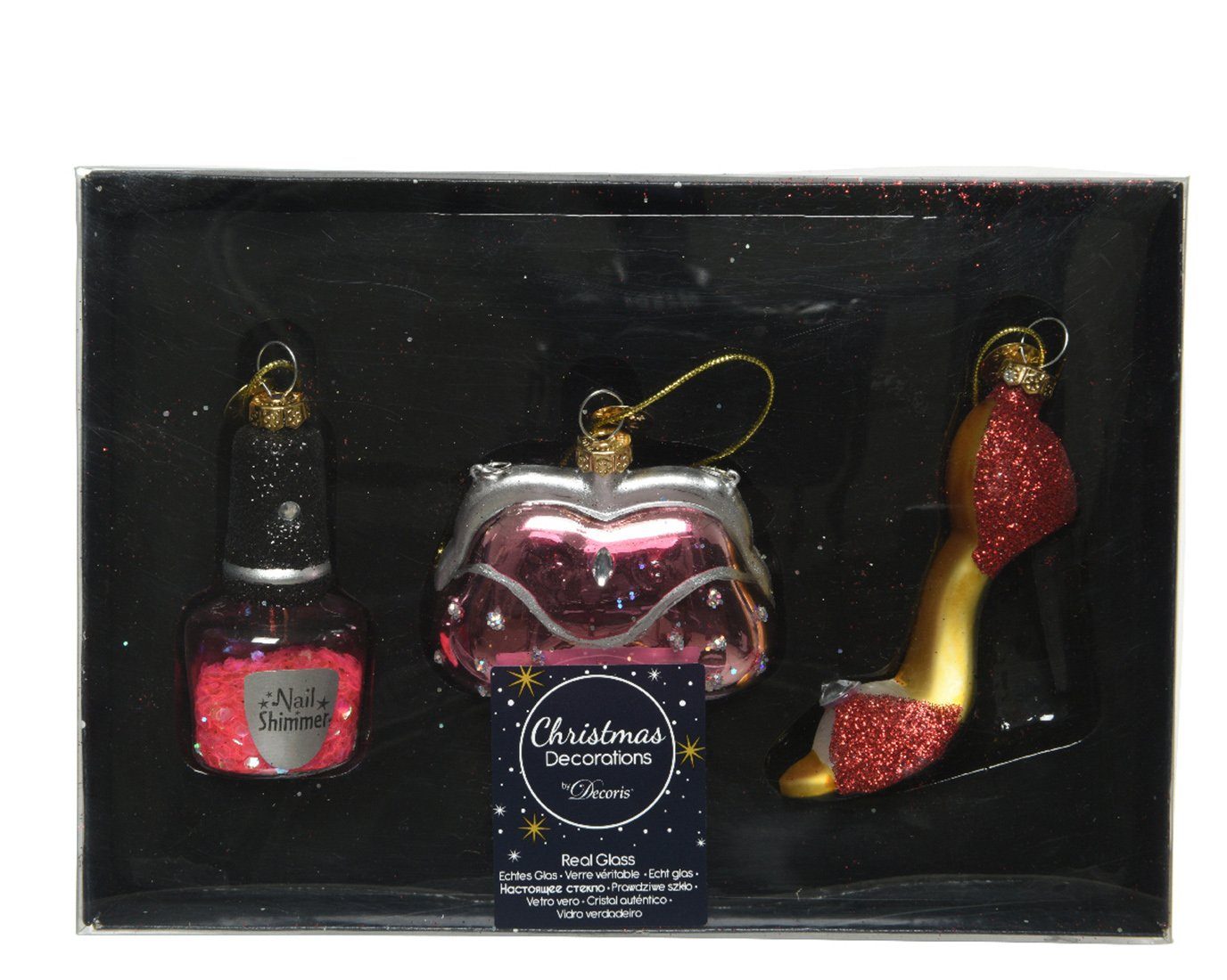 Decoris season decorations Christbaumschmuck, Christbaumschmuck Glas Beauty & Fashion 7cm 3er Set