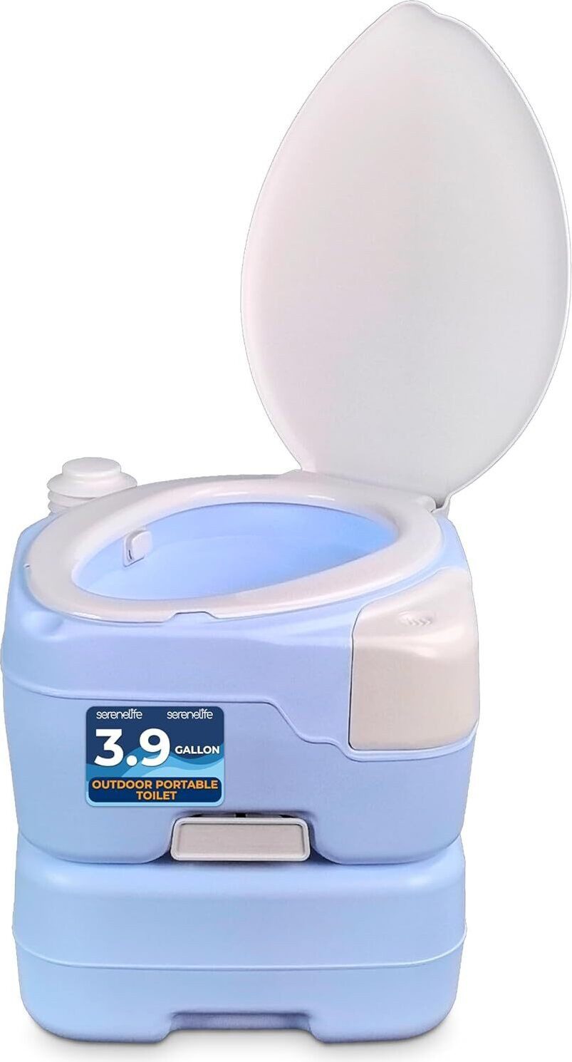 SereneLife Campingtoilette 15L Tragbare Camping Toilette, 120 Spülungen, Auslaufsicher, Hergestellt aus strapazierfähigem PE-Material